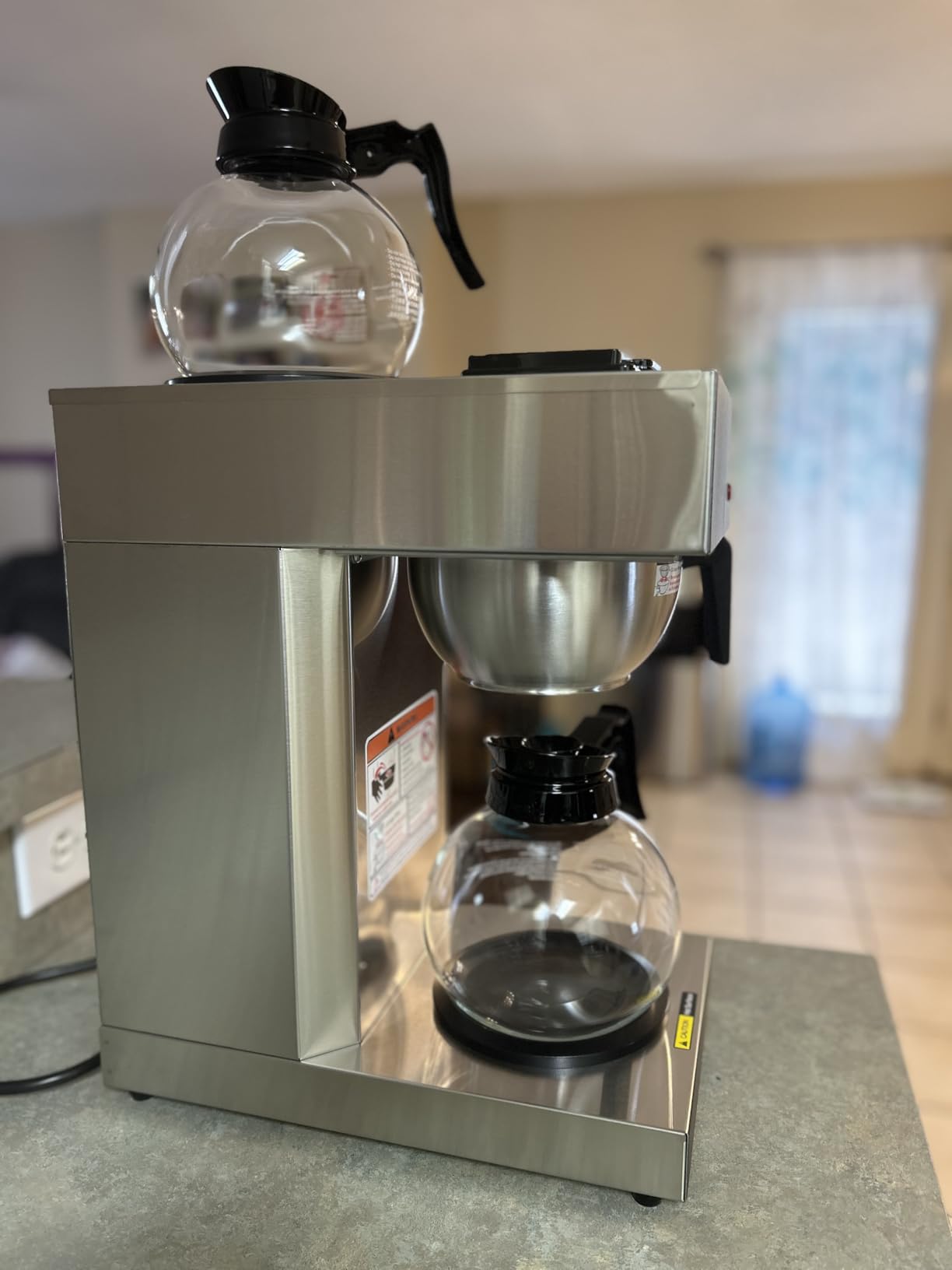 SYBO 12-Cup Commercial Pour Over Coffee Maker SF-CB-2GA | ETL Certified, Stainless Steel, Reusable Brew Basket, Spray Head, Fast Brewing, 2 Glass Carafe Included customer photo 1