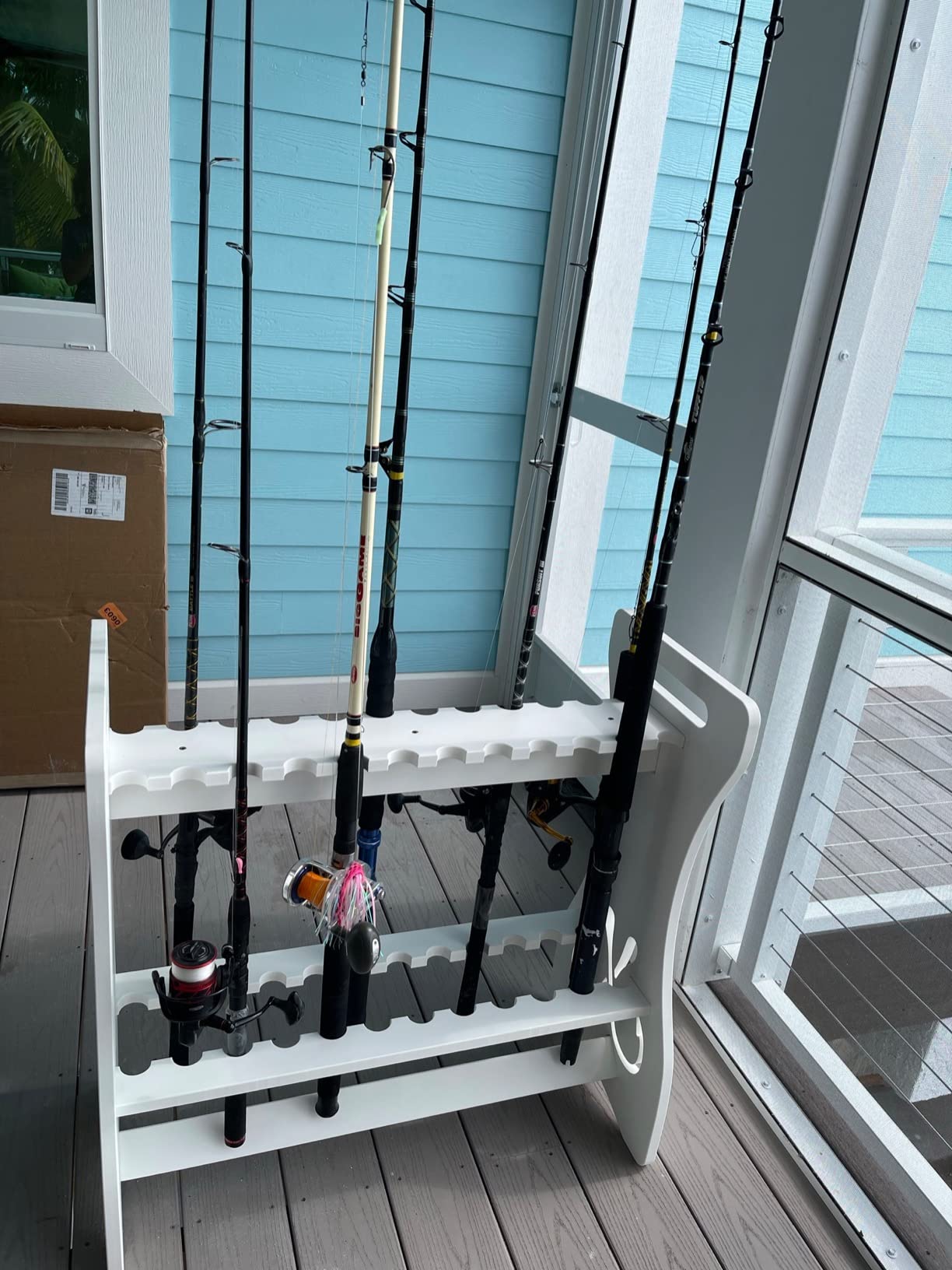 StoreYourBoard Marlin Freestanding Fishing Rod Rack, Holds 24 Rods | Fishing Rod Rack For Dock, Fishing Rod Holders for Garage, Weatherproof PVC, Made in USA customer photo 1