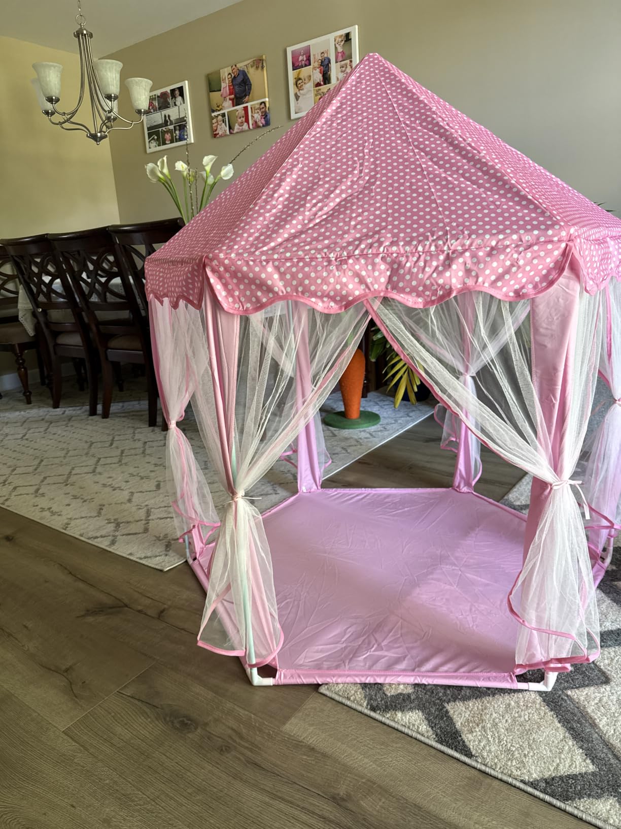 Sumbababy Princess Castle Tent for Girls Fairy Play Tents for Kids Hexagon Playhouse with Fairy Star Lights Toys for Children or Toddlers Indoor or Outdoor Games (Pink) customer photo 1