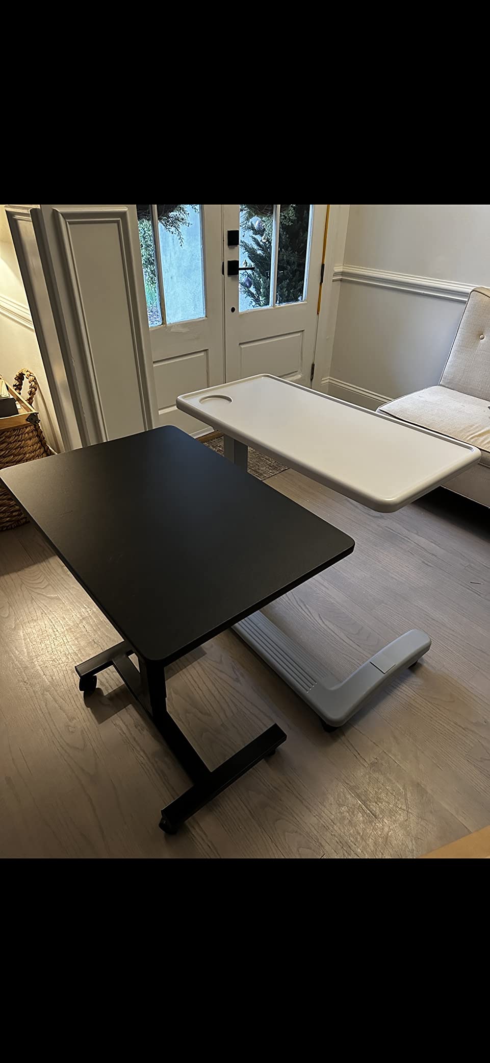 Vaunn Medical Adjustable Overbed Exam Bedside Table with Wheels (Hospital and Home Use), New Tabletop, Light Gray customer photo 2