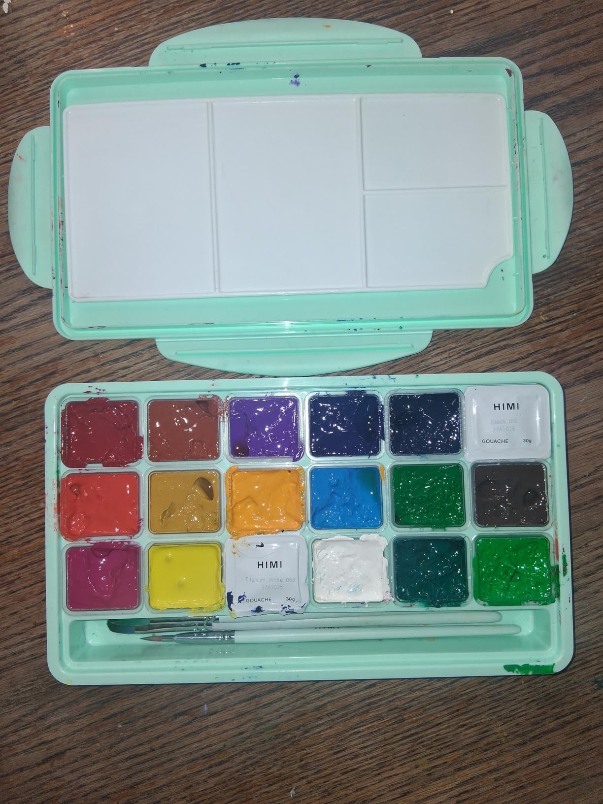 HIMI Gouache Paints Set, 18 Colors, 30g, jelly gouache paint set, Non Toxic Paint for Canvas and Paper, Art Supplies for Professionals, and More (Green Case) customer photo 2