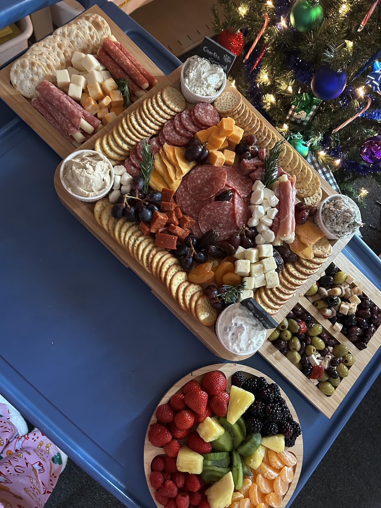SMIRLY Charcuterie Boards Set, Large Cheese Board Set, Bamboo | House Warming Gift, Wedding Gift for Couple, Bridal Shower Gift, Detachable Drawer Design, 3-Drawer customer photo 1