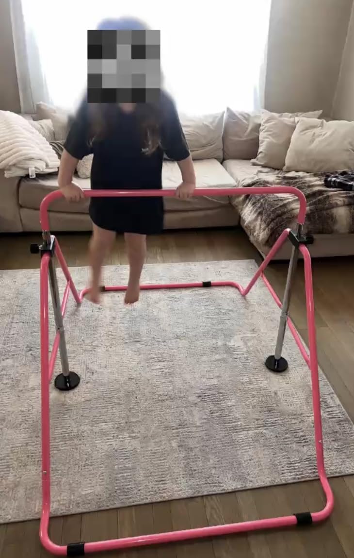Safly Fun Foldable Gymnastics Bar for Kids, Adjustable 35