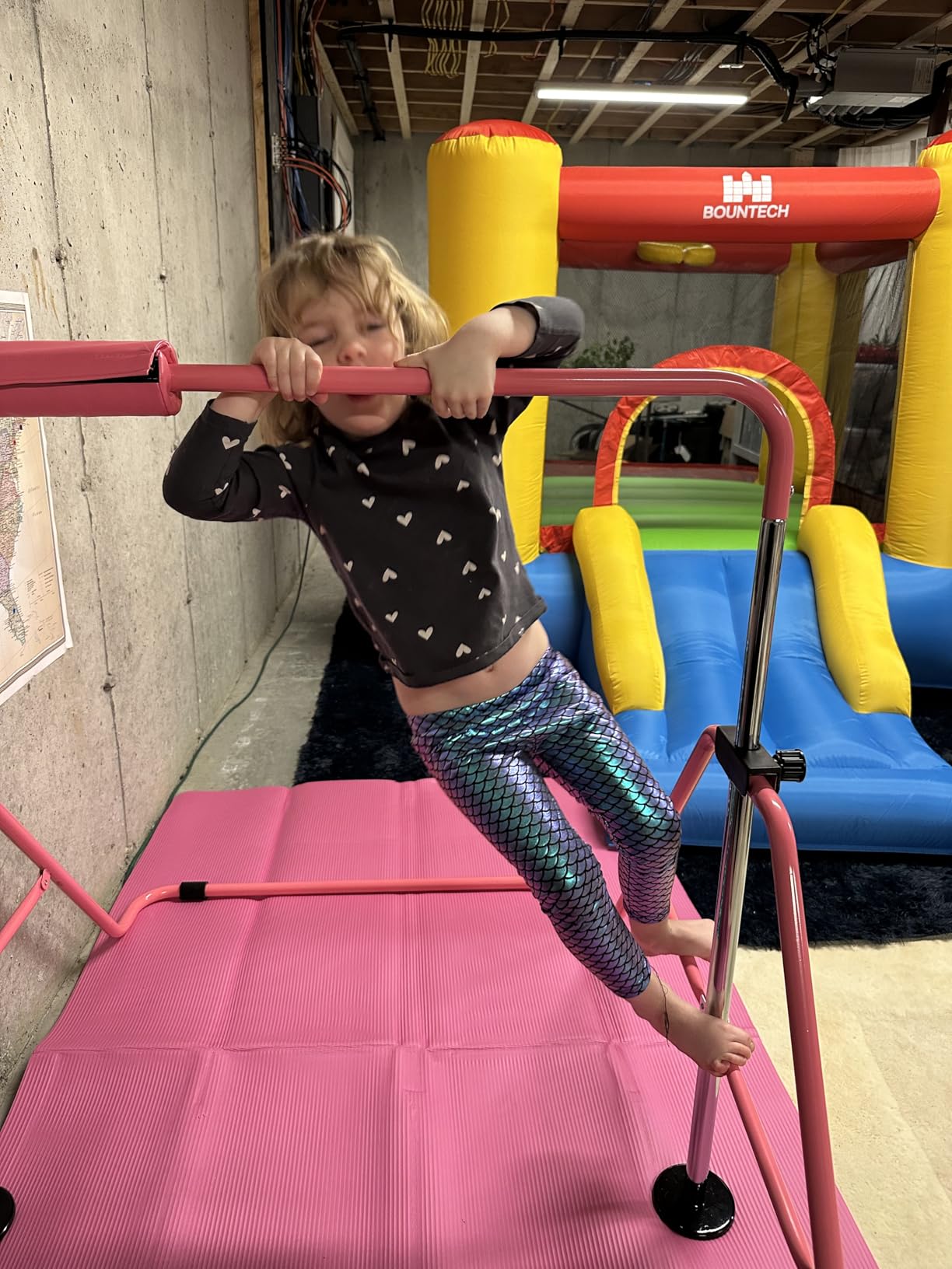 Safly Fun Foldable Gymnastics Bar for Kids, Adjustable 35