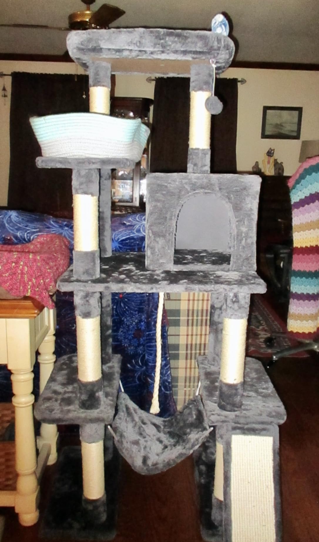 Yaheetech 63in Large Cat Tree for Heavy Cats up to 22lbs, Anti-Wobble Tower with Condo & Hammock, Space-Saving for Indoor Multi-Pet Households, Stops Furniture Scratching customer photo 1