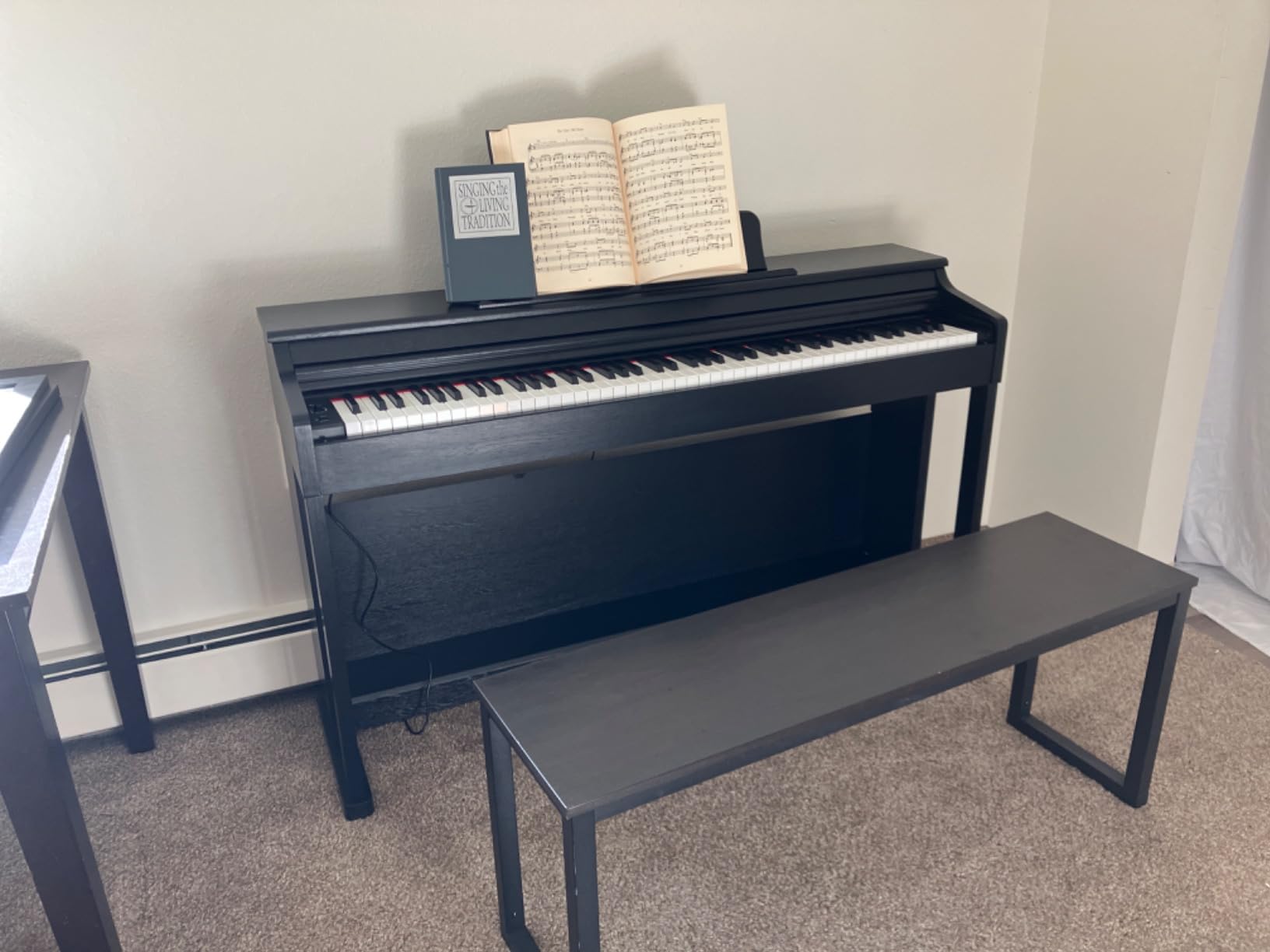 Donner DDP-100 88-Key Weighted Action Digital Piano for Beginner Bundle with Piano Keyboard Stand, Power Adapter, Triple Pedals, MP3 Function, USB-MIDI, 2 Headphone Jacks Black customer photo 2