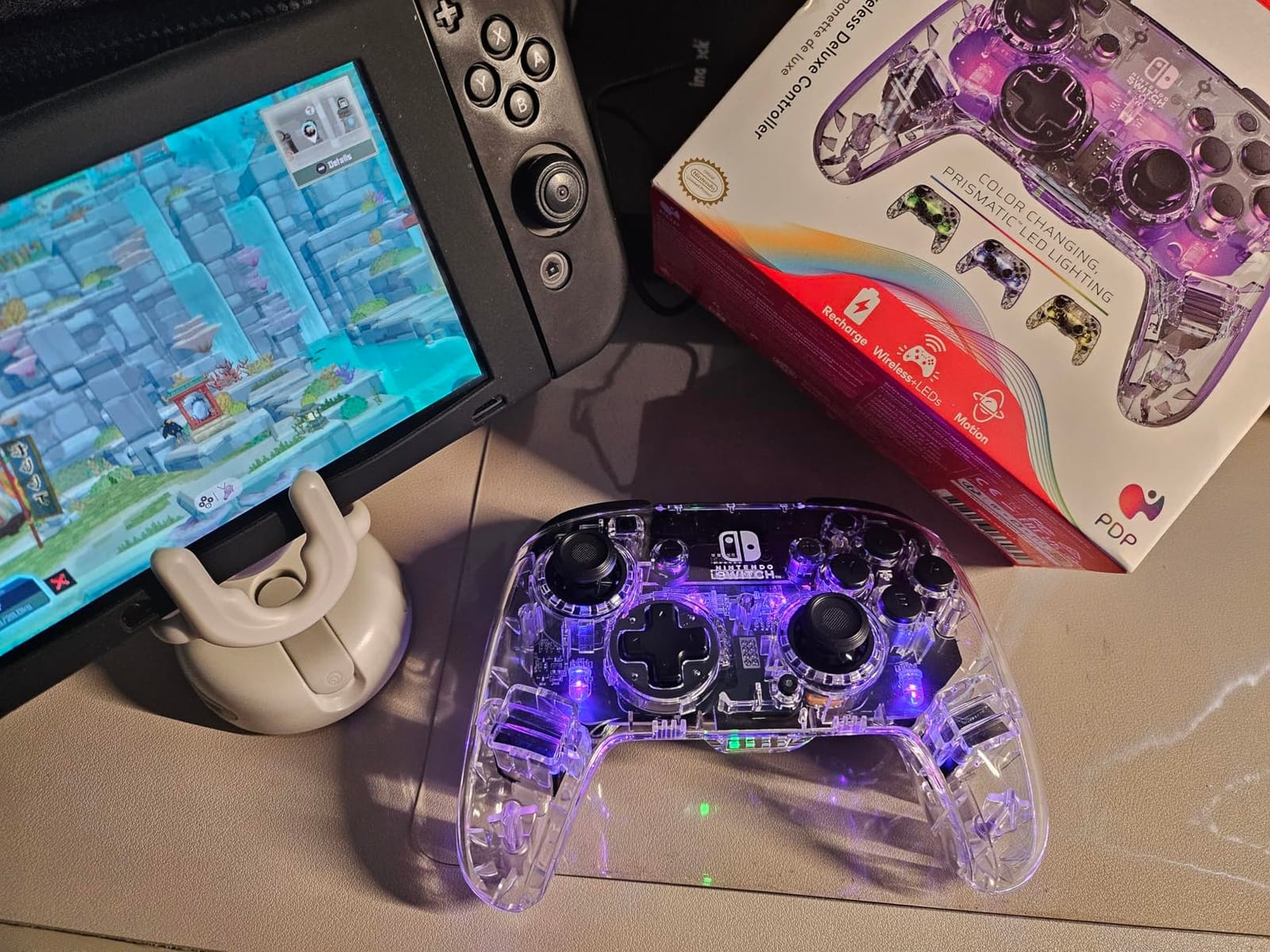 PDP Afterglow Wireless RGB Gaming Controller for Nintendo Switch 2, Lite, Switch OLED, 2 Mappable Back Buttons, Rechargeable 40-Hr Battery, LED Lights, Motion Controls, Translucent customer photo 1