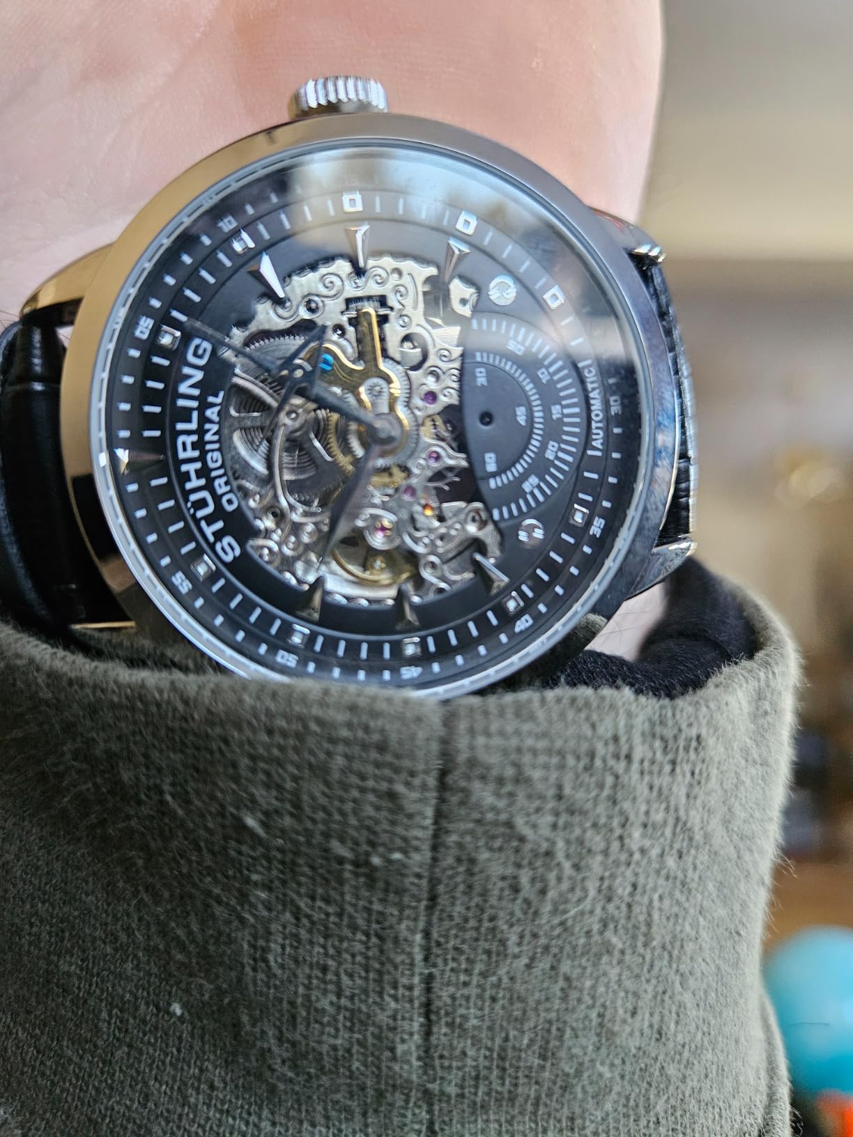 Mens Automatic Skeleton Watch - Leather Strap, Mechanical Executive Watch customer photo 1