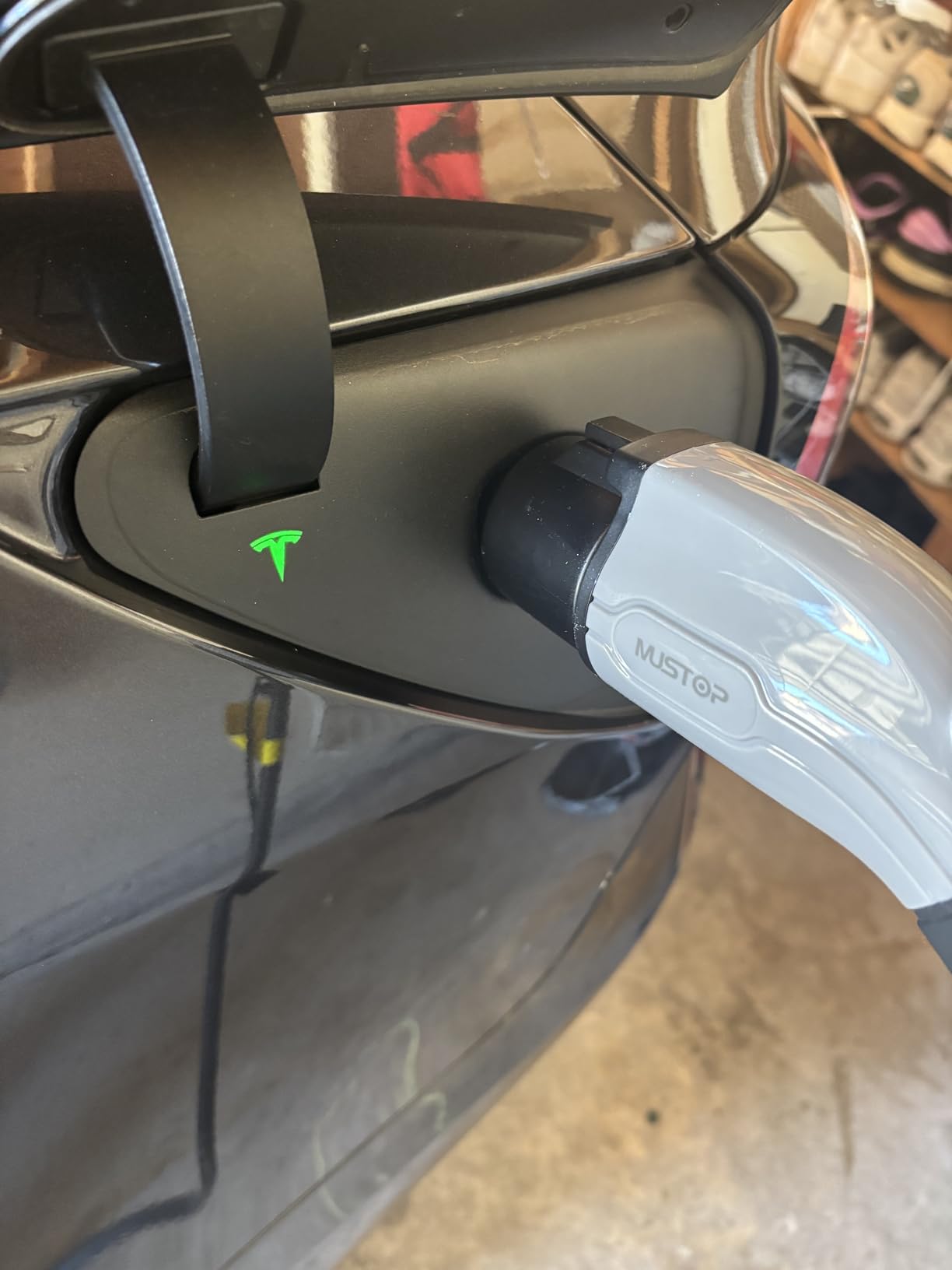 LENZ J1772 to NACS Adapter for Tesla and NACS EVs, 80A, UL 2251 | Level 1 and 2 AC Chargers, 80A 250V, IP54, fits Tesla, Hyundai, Kia, Rivian, Toyota bZ, Lexus RZ, Lucid, 2-year support customer photo 1
