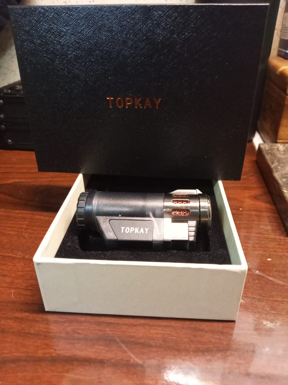 TOPKAY Cigar Lighters Triple Jet Flame Torch Lighters, Windproof Butane Refillable Torch Lighters with a Gift Box, 2 Packs (Butane Not Included) customer photo 1