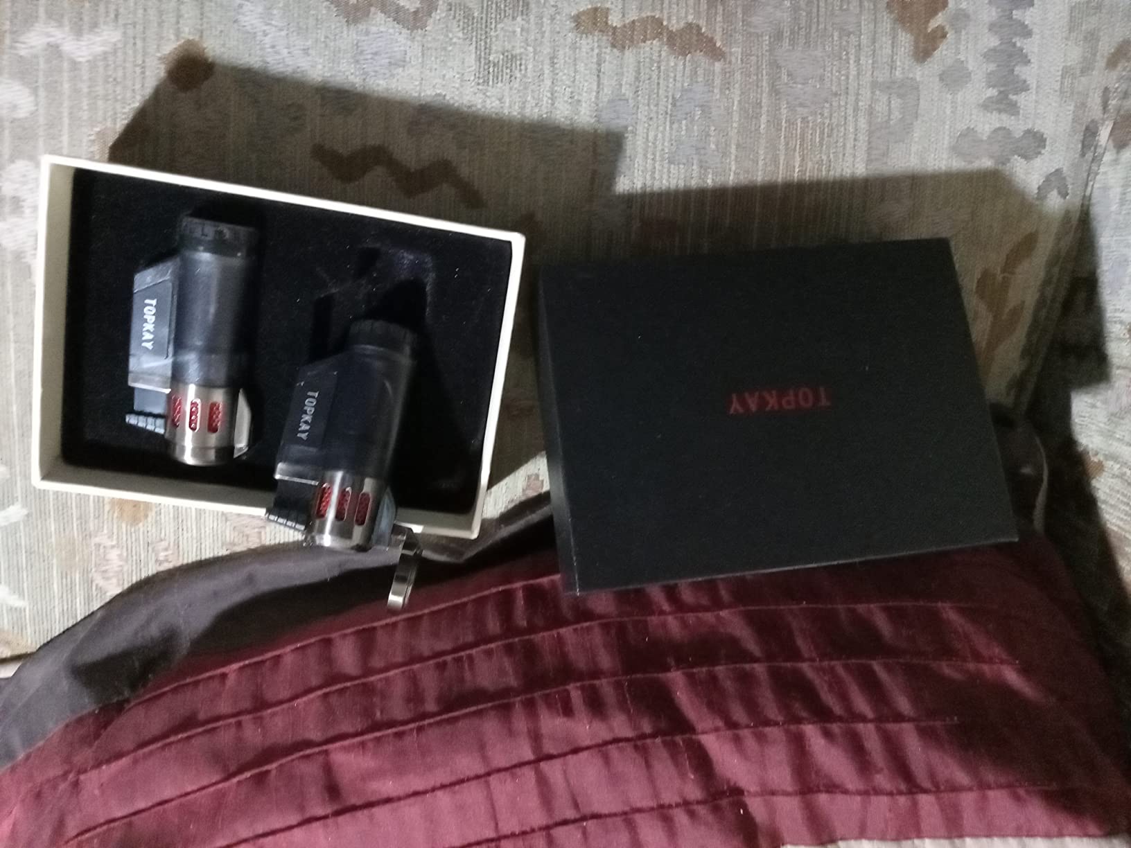 TOPKAY Cigar Lighters Triple Jet Flame Torch Lighters, Windproof Butane Refillable Torch Lighters with a Gift Box, 2 Packs (Butane Not Included) customer photo 2