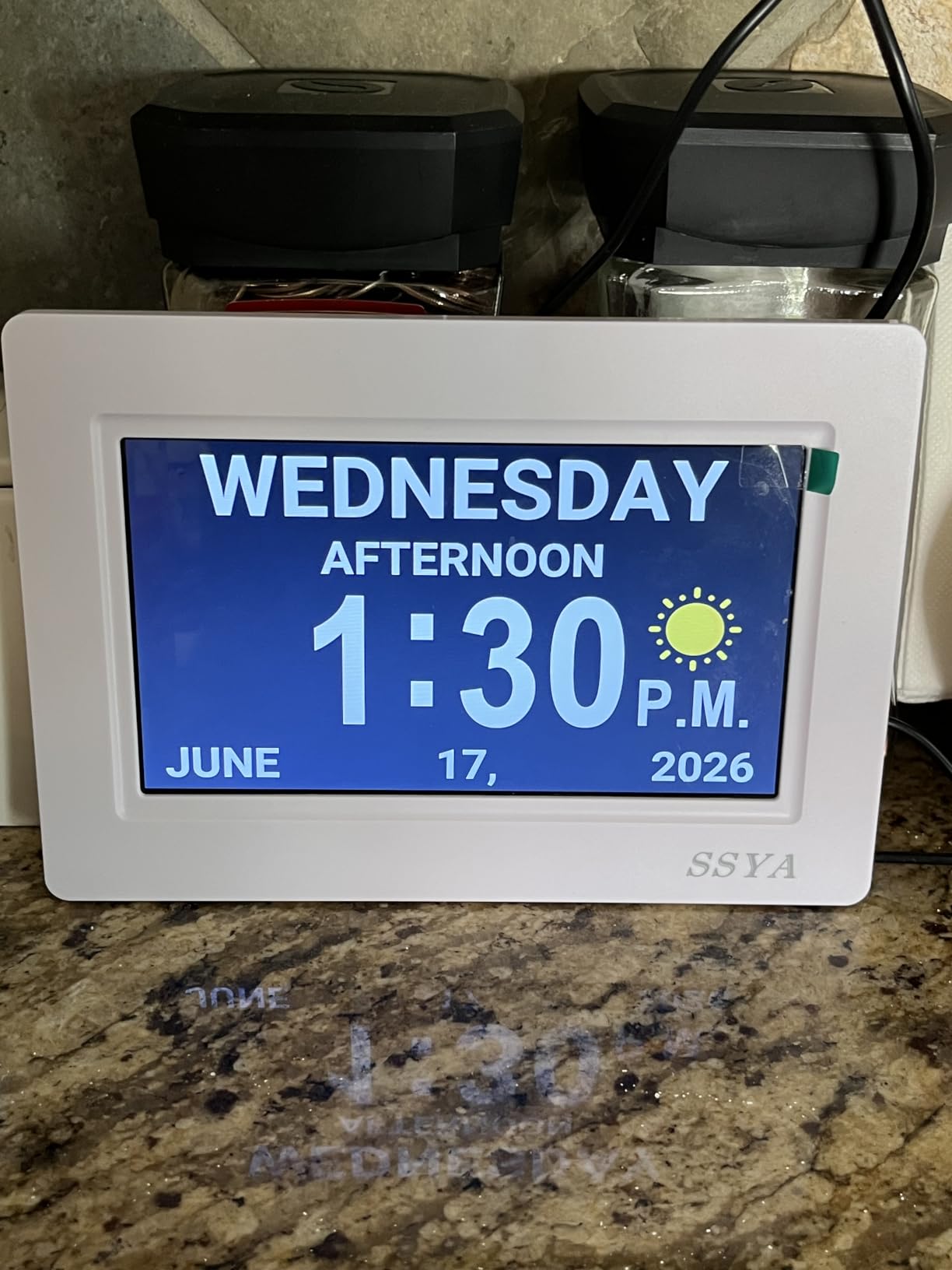 SSYA Digital Calendar Alarm Clock - Dementia Clocks for Seniors, Non-Abbreviated Memory Loss Clock with Date and Time for Elderly (White) customer photo 1