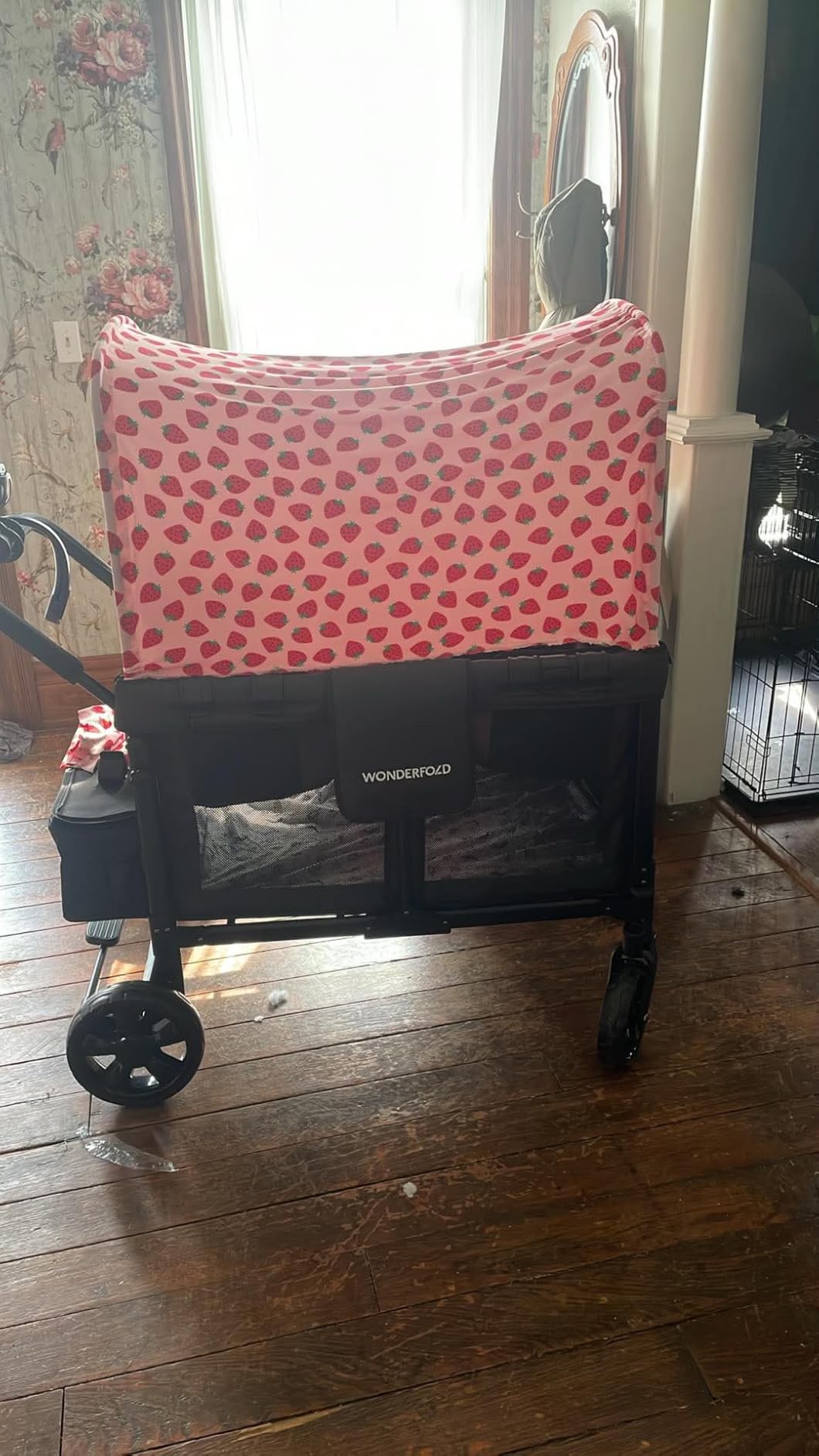 WonderFold W4 Original Stroller Wagon, 4 Seater, Black | Foldable Wagon with an Adjustable Canopy & Deep Carriage, All-Terrain Wheels & 5-Point Harnesses for Babies, Toddlers & Kids customer photo 1