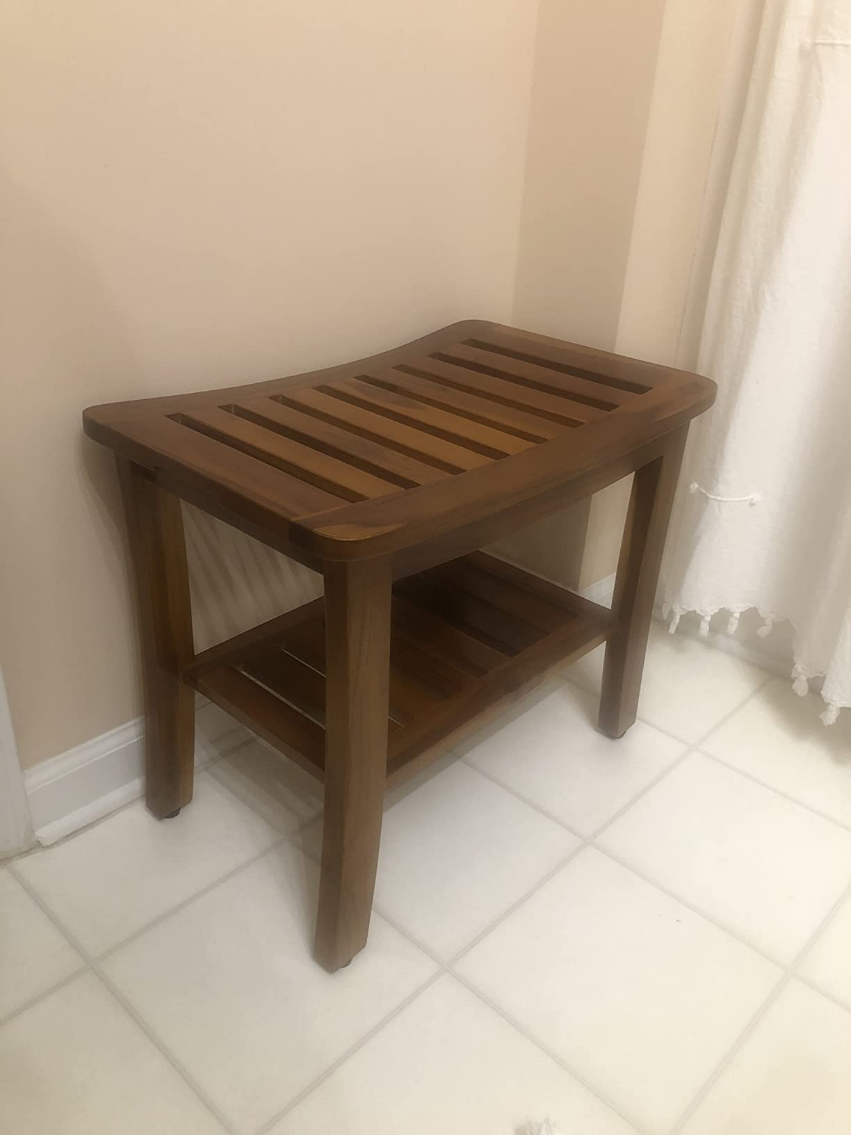Teakcraft Teak Shower Bench & Stool for Inside Shower, 21
