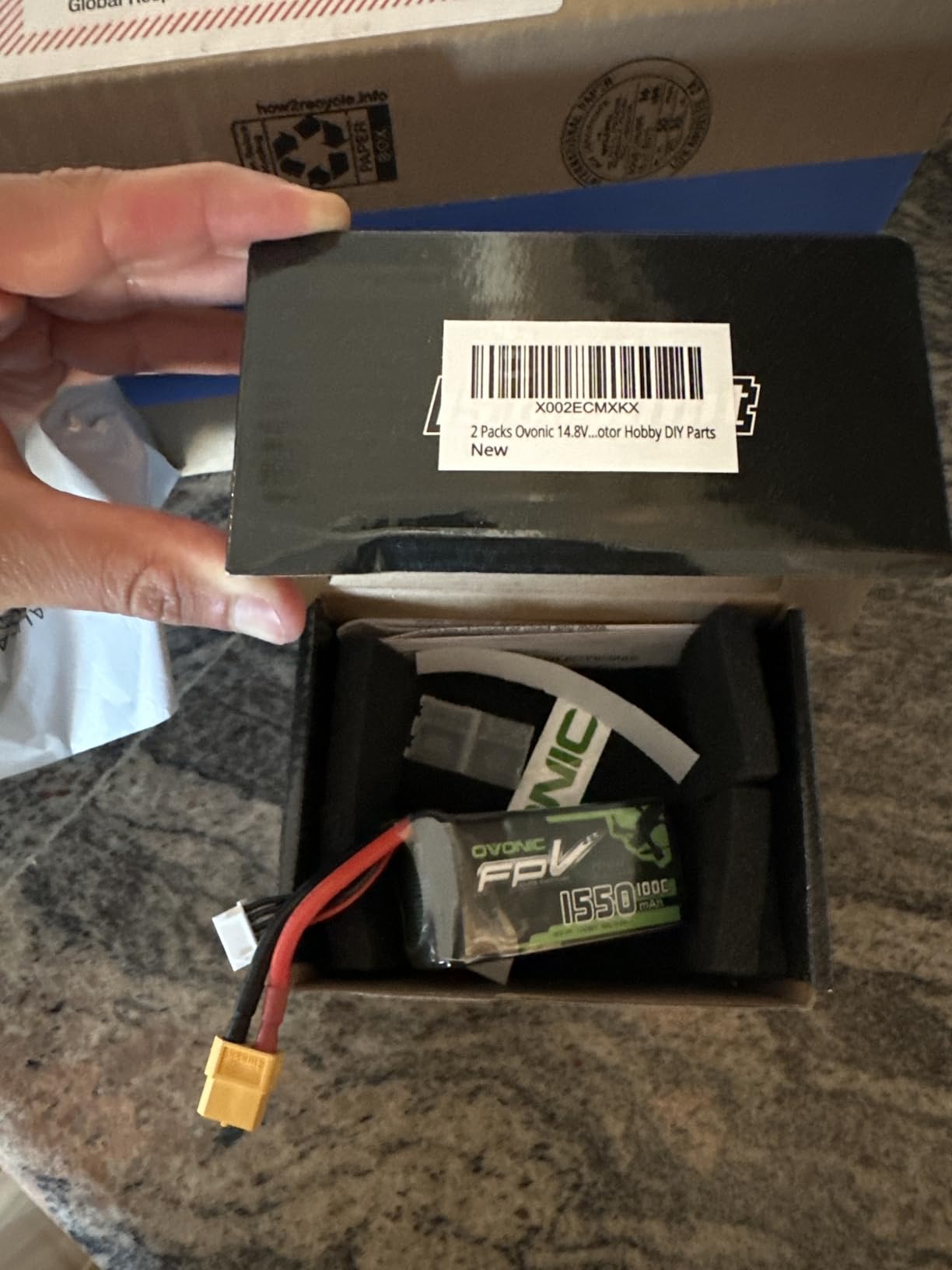 OVONIC 4s Lipo Battery 100C 1550mAh 14.8V Lipo Battery with XT60 Connector for RC FPV Racing Drone Quadcopter(2 Packs) customer photo 1