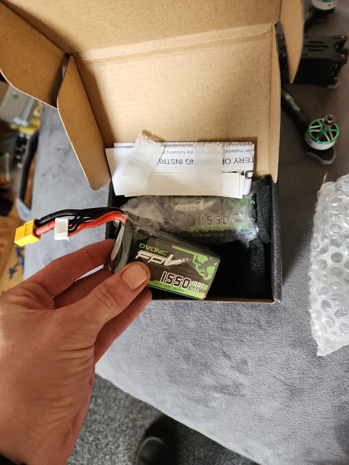 OVONIC 4s Lipo Battery 100C 1550mAh 14.8V Lipo Battery with XT60 Connector for RC FPV Racing Drone Quadcopter(2 Packs) customer photo 2