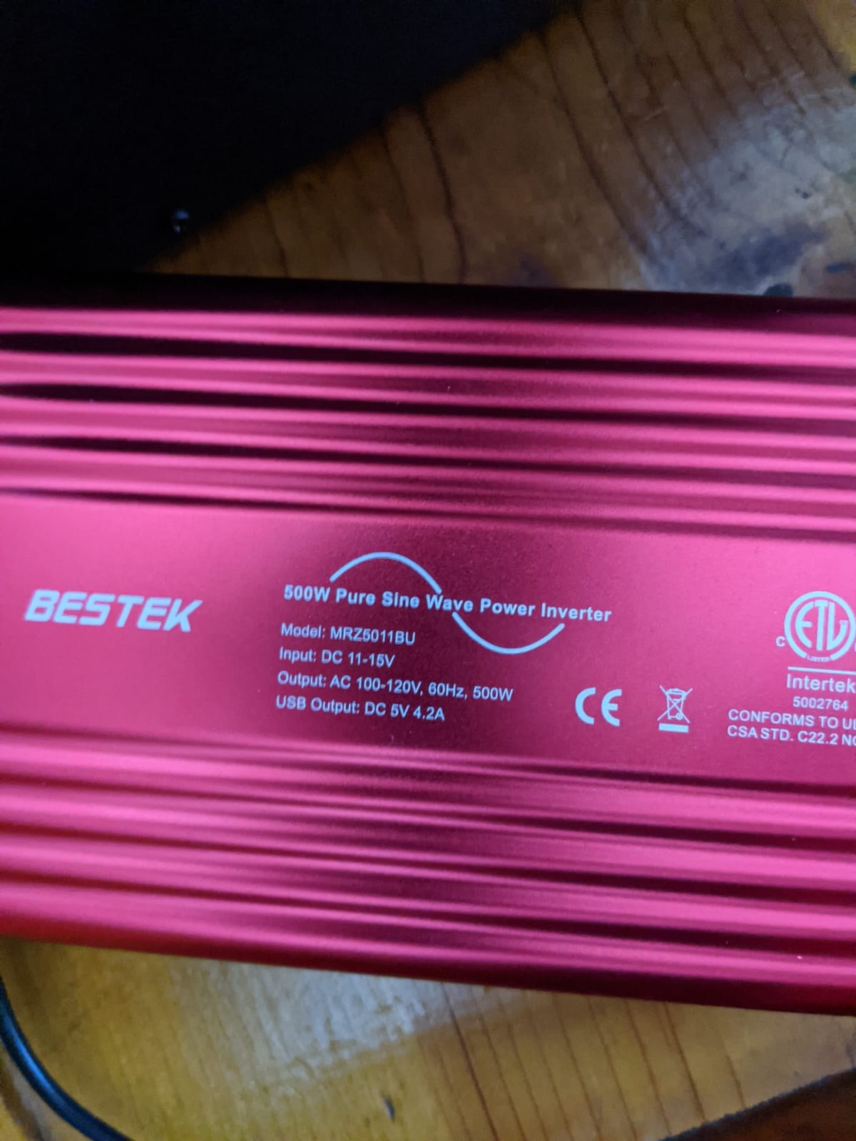 BESTEK 500W Pure Sine Wave Power Inverter DC 12V to AC(2 Outlets) 110V Car Charger Plug Inverter Adapter Converter with 4.2A Dual USB Charging Ports, ETL Listed customer photo 1