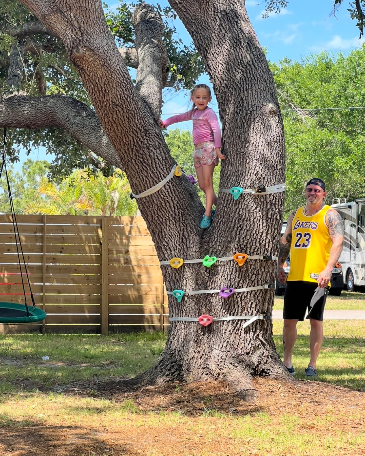 TOPNEW 12 Ninja Tree Climbing Holds for Kids Climber, Adult Climbing Rocks with 6 Ratchet Straps for Outdoor Ninja Warrior Obstacle Course Training customer photo 1