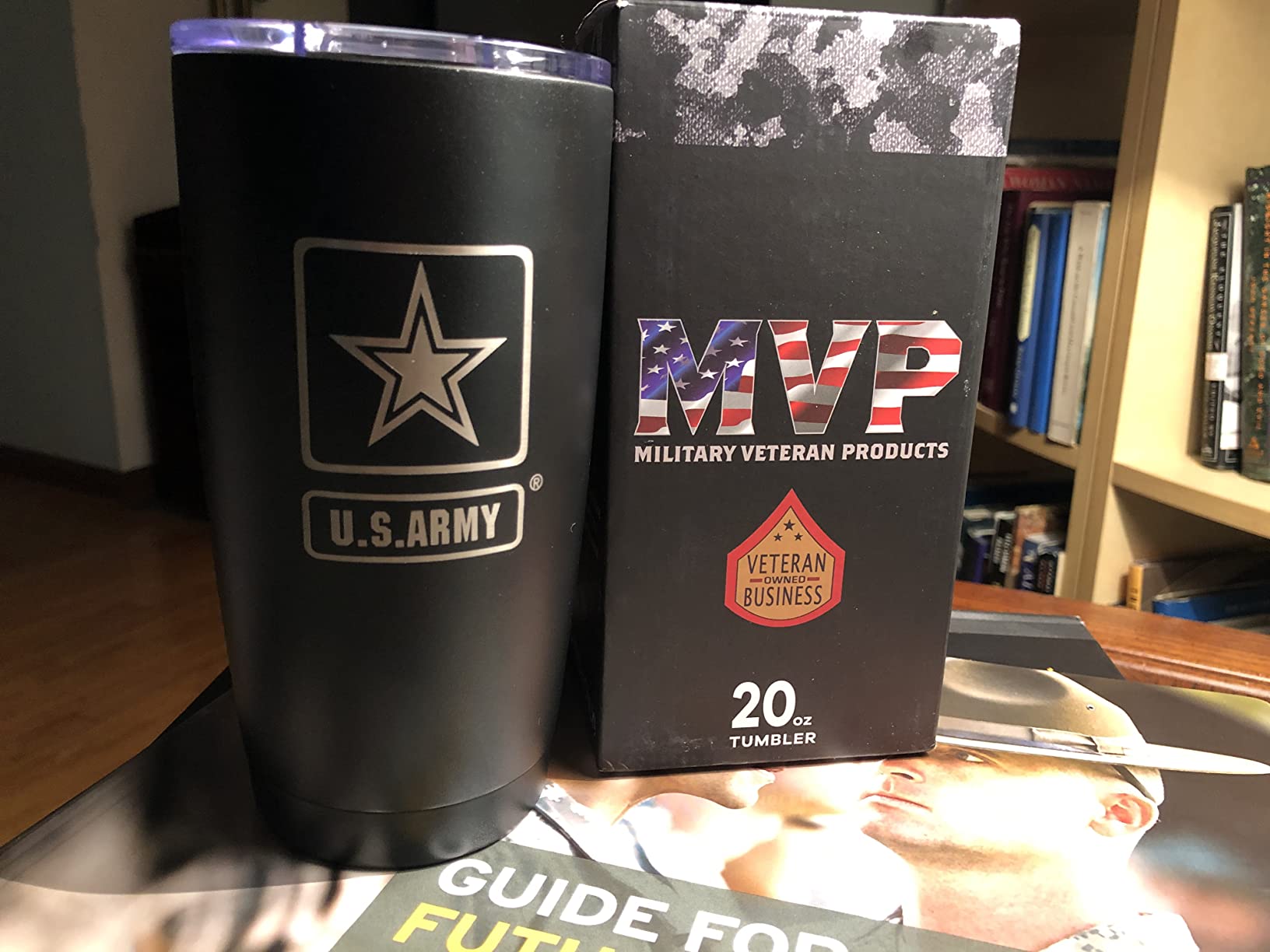 Military Gift Shop 20oz American Flag Tumbler, Insulated Steel USA Coffee Mug with Lid | Disabled Vet Owned Business | Flag 20 oz customer photo 2
