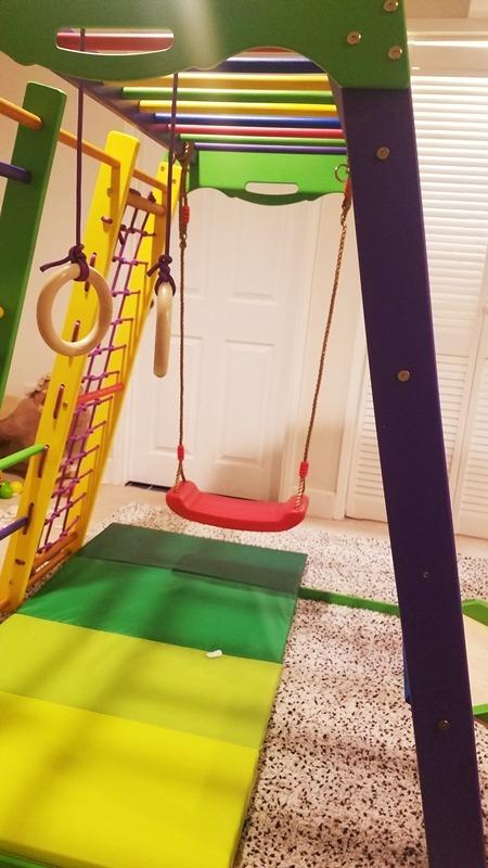 WEDANTA Wooden Swedish Ladder Wall Set - Kids Stall Bars for Exercise - Kids Swedish Gymnastic Wall Gym - Wood Stall Bar Gymnastics Playground - Best Gym for All Family customer photo 2