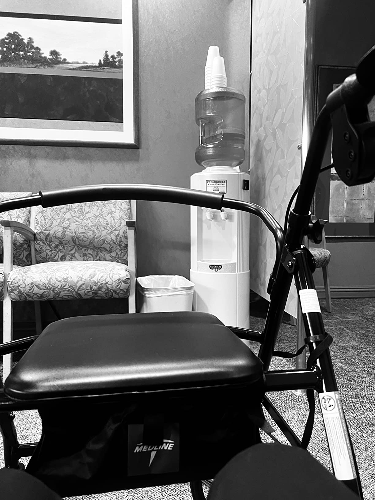 Medline Aluminum Rollator Walker, Burgundy, 300 lb. Weight Capacity, 8