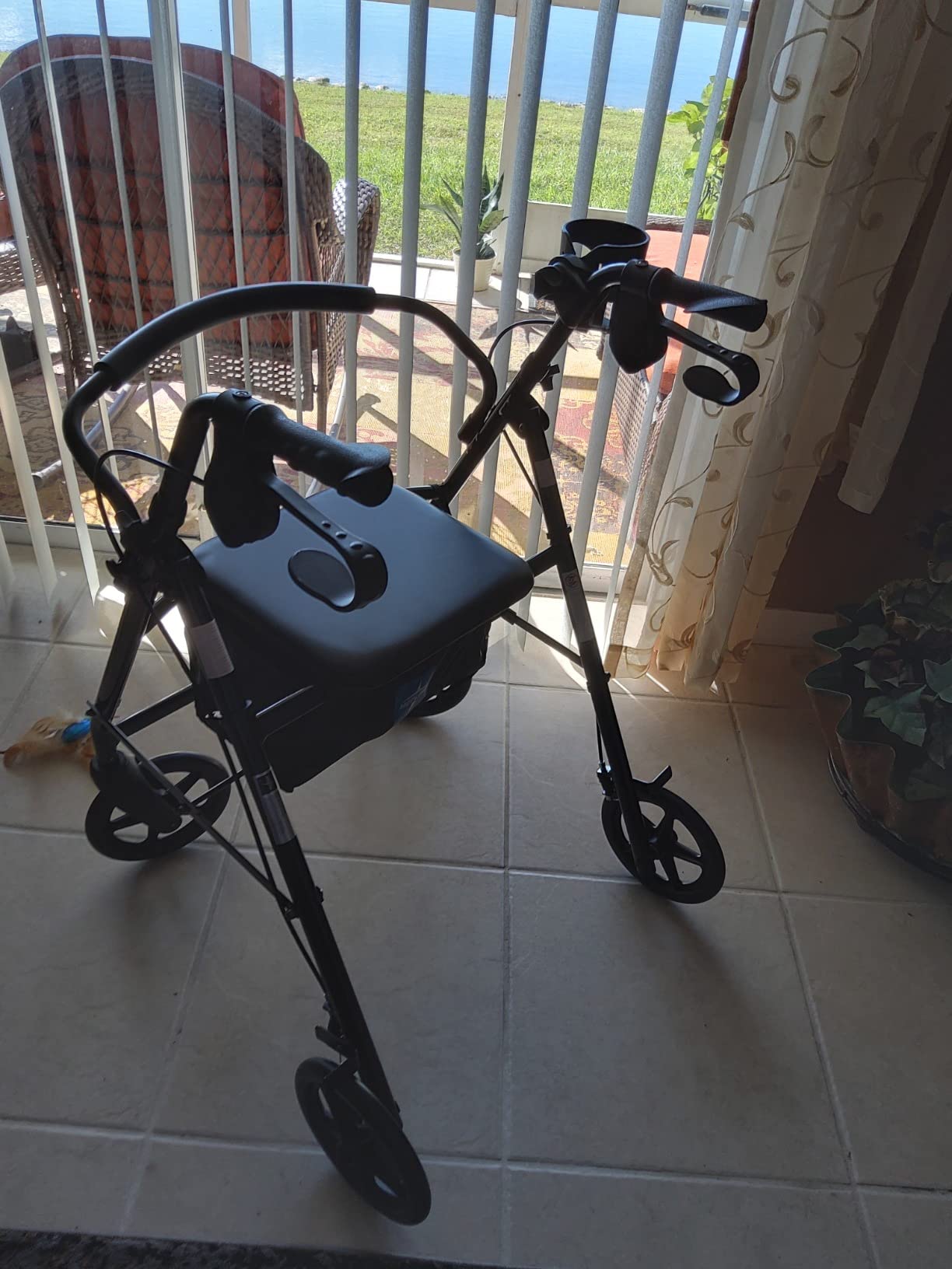Medline Aluminum Rollator Walker, Burgundy, 300 lb. Weight Capacity, 8