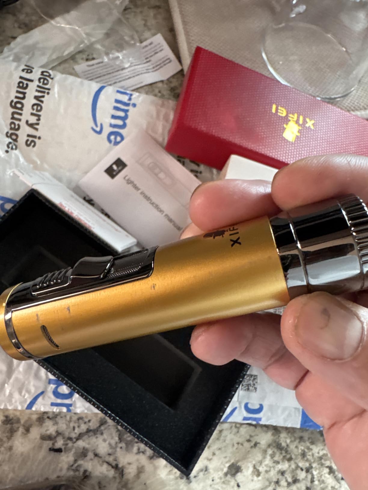 XIFEI Cigar Lighter, Cigar Puncher, Cigar Draw Enhancer, Cigar Stand, All-in-one Lighter (Gun ash) customer photo 2