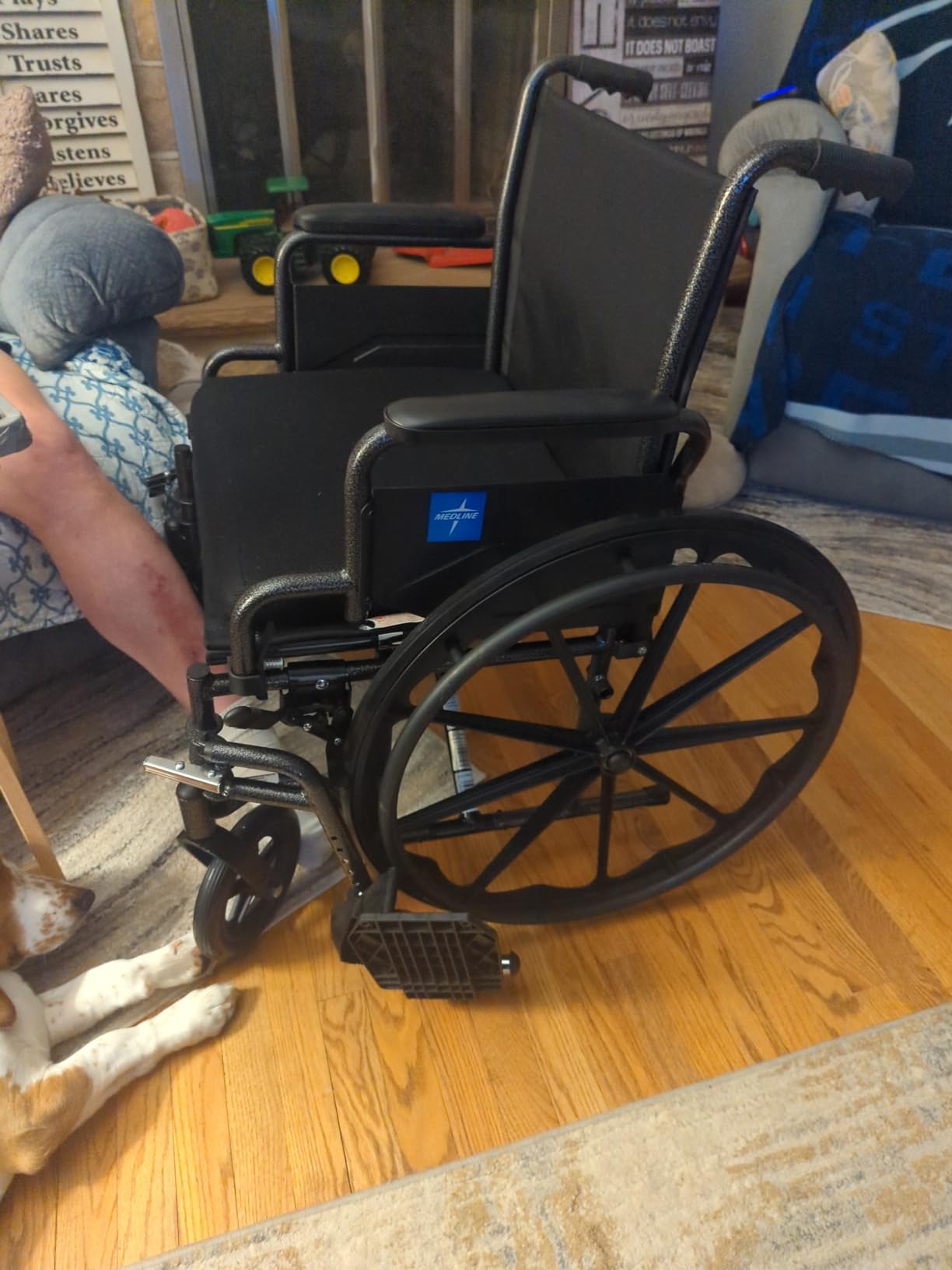 Medline Comfortable Folding Wheelchair with Swing-Back Desk-Length Arms and Swing-Away Footrests, 20