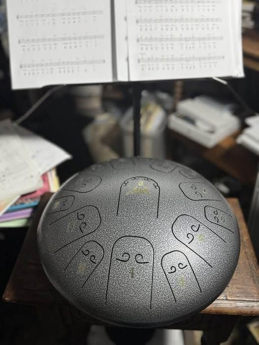 Steel Tongue Drum, AKLOT 10 inch 11 Notes Tank Drum C Key Percussion Steel Drum Kit w/Drum Mallets Note Stickers Finger Picks Mallet Bracket and Gig Bag customer photo 2