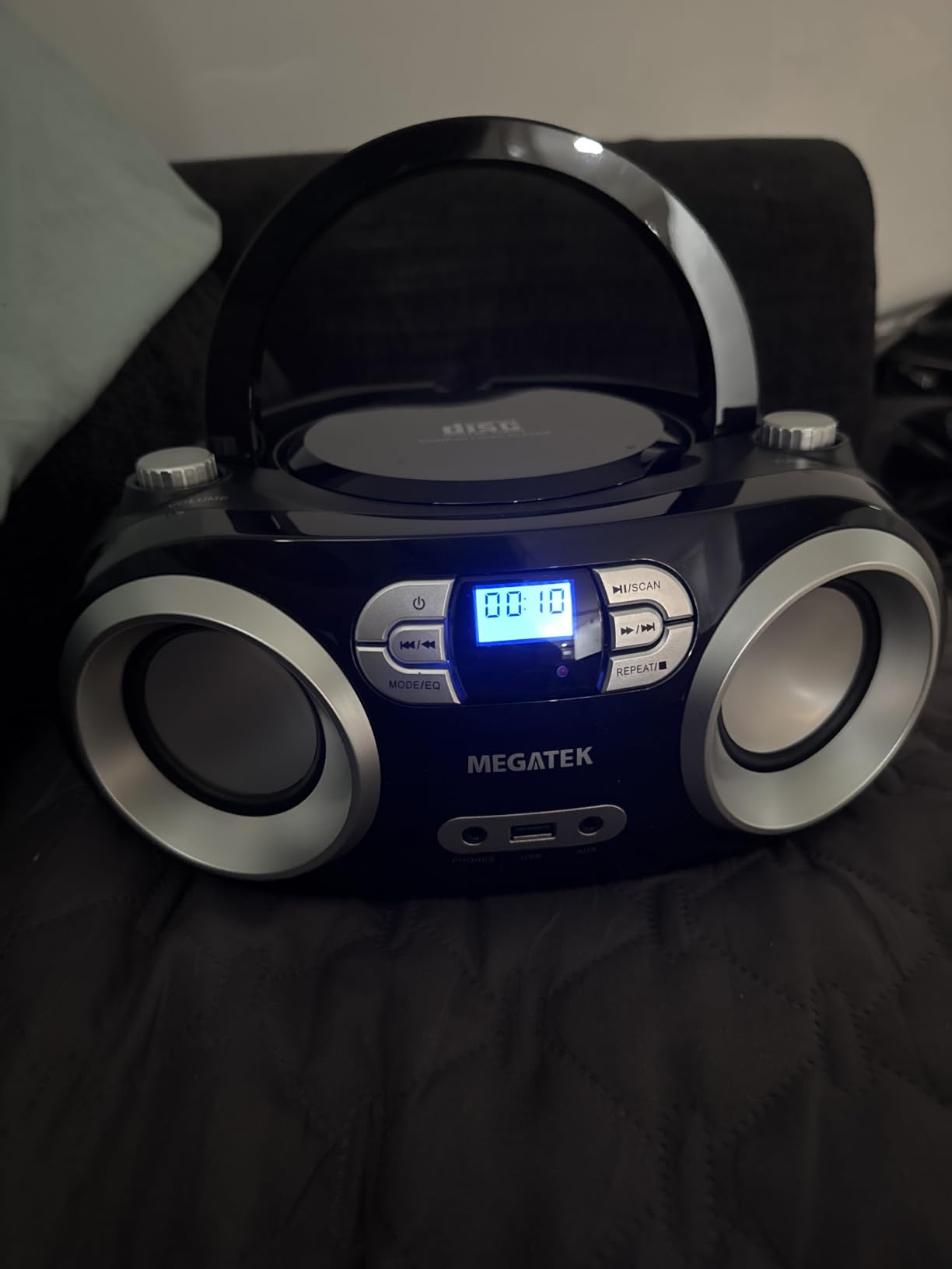 MEGATEK Portable CD Player Boombox with Bluetooth & FM Radio - Black | USB Playback, Clear Stereo Sound, AUX Input, Headphone Jack, CD-R/RW & MP3-CD Support, LCD Display, AC/Battery Powered customer photo 2
