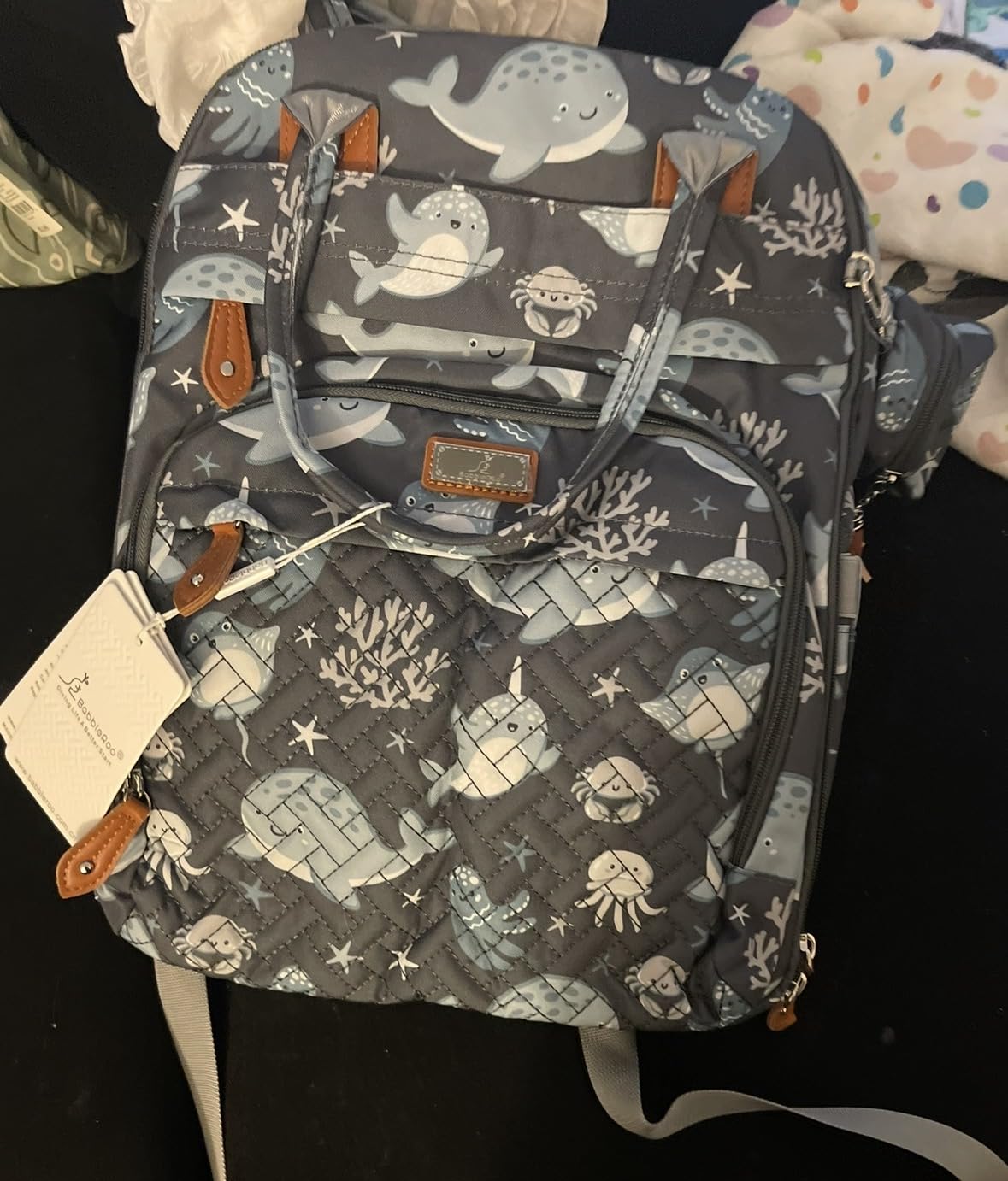 BabbleRoo Diaper Bag Backpack - Baby Essentials Travel Tote - Multi Function Water Resistant Diaper Bag, Travel Essentials Baby Bag with Changing Pad, Stroller Straps & Pacifier Case - Unisex, Black customer photo 1