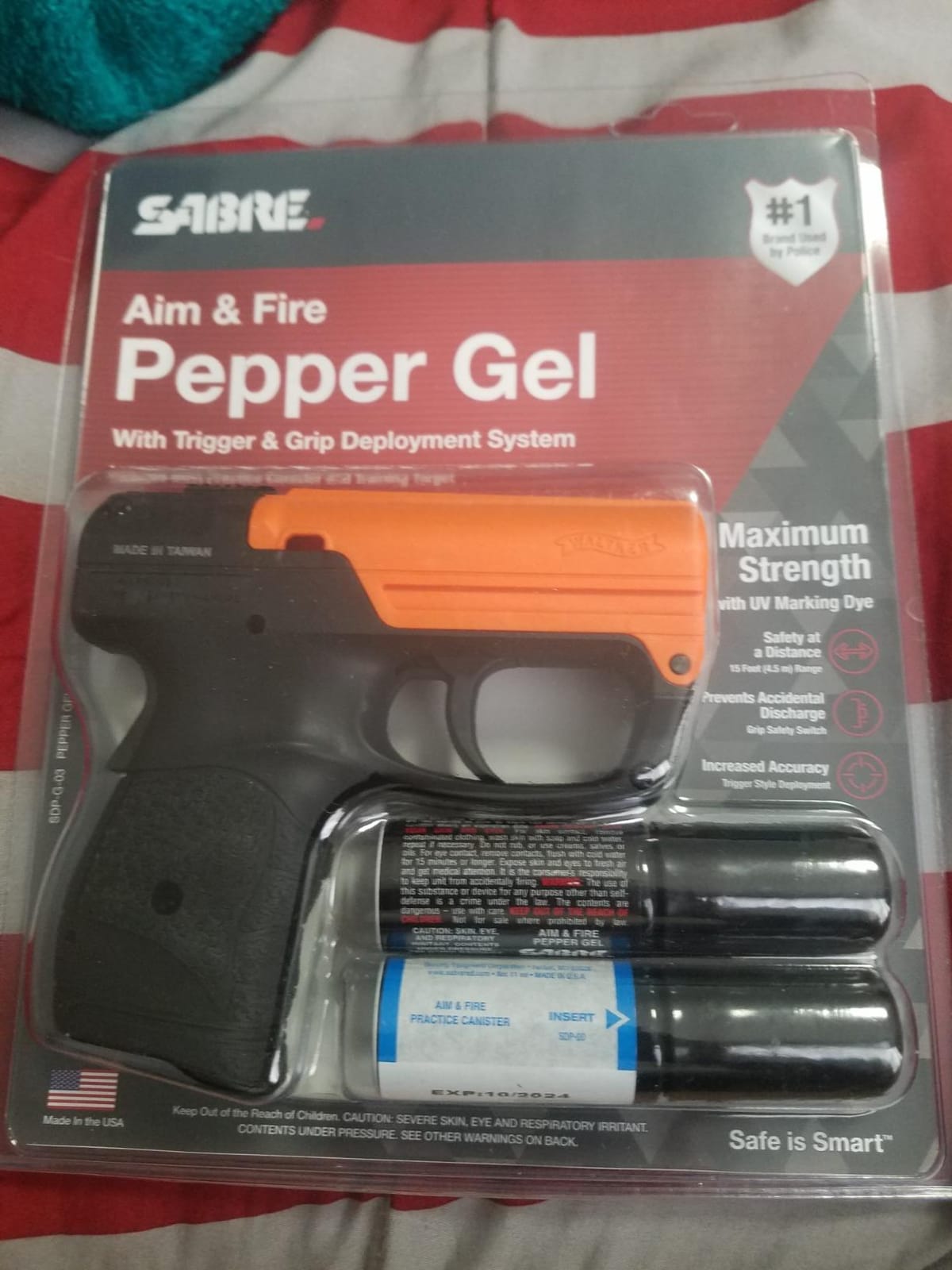SABRE Pepper Gel Aim & Fire Spray with Pistol Trigger Grip | Max Strength Self Defense OC Pepper Spray, UV Marking Dye, 15ft Range, Reloadable Cartridge, Practice Spray & Target Included customer photo 2