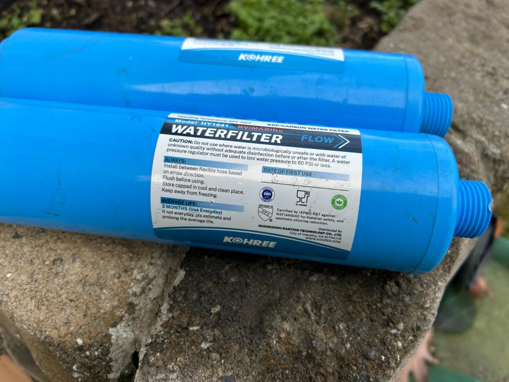 Kohree RV Water Filter, NSF Certified Inline Water Filter, BPA Free, 2 Pack | Reduces Chlorine, Heavy Metals, Bad Taste & Odor, GAC & KDF Filtration, RV Accessories Ideal for Campers, Marine, Garden Hose customer photo 1