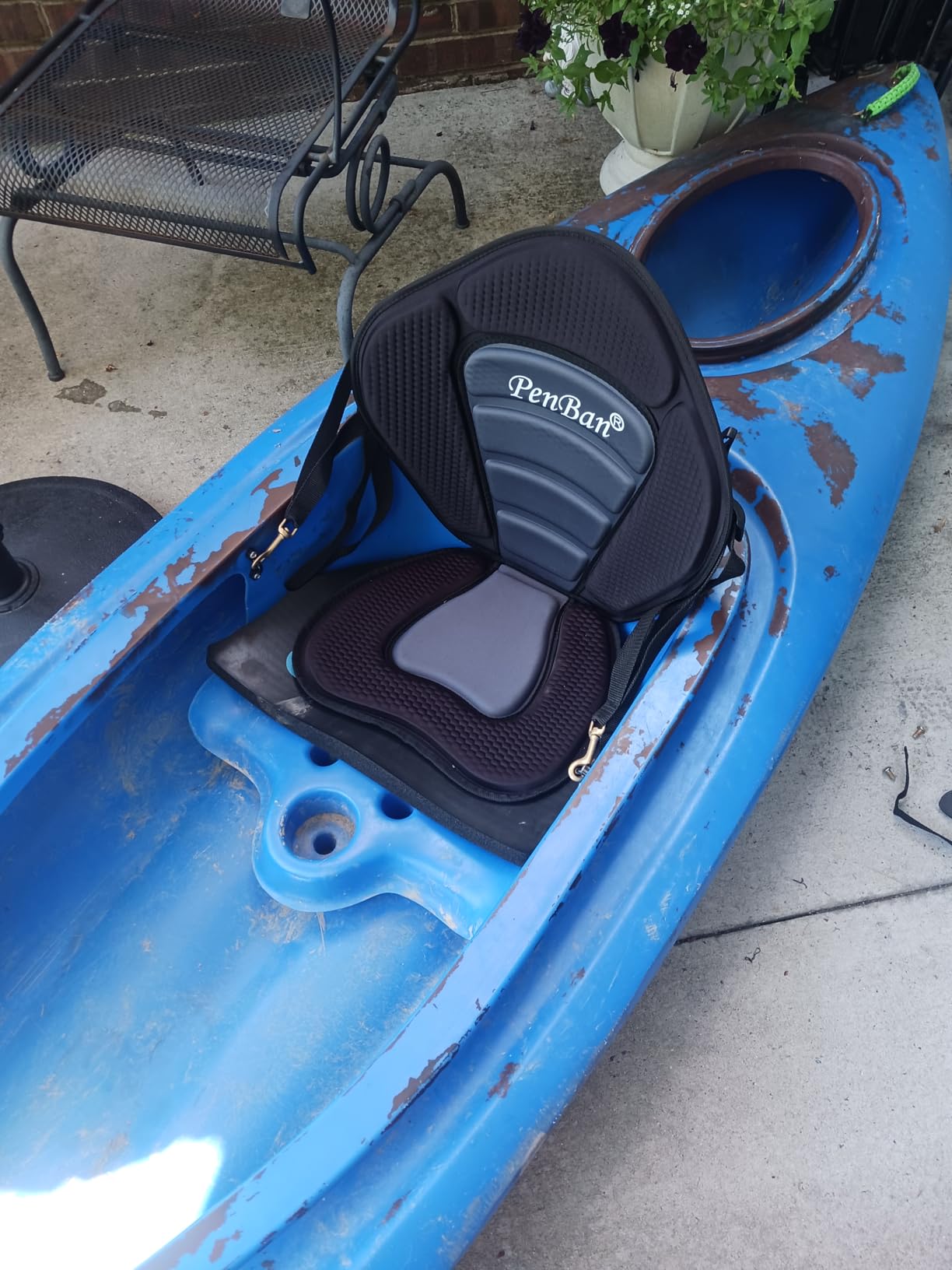 Universal Deluxe Kayak Seat Cushion with Storage Bag for Kayak, Padded Boat, SUP, Canoe, Fishing Boat, Seats with 4 Adjustable Straps customer photo 1
