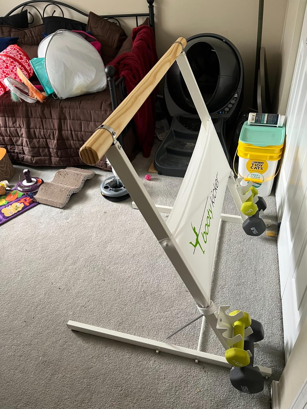 Portable Folding Exercise Bar for Barre, Balance and Ballet Home Workouts | Authentic Booty Kicker, Strong Freestanding Stable Design, Solid Steel and Wood Workout Equipment customer photo 1