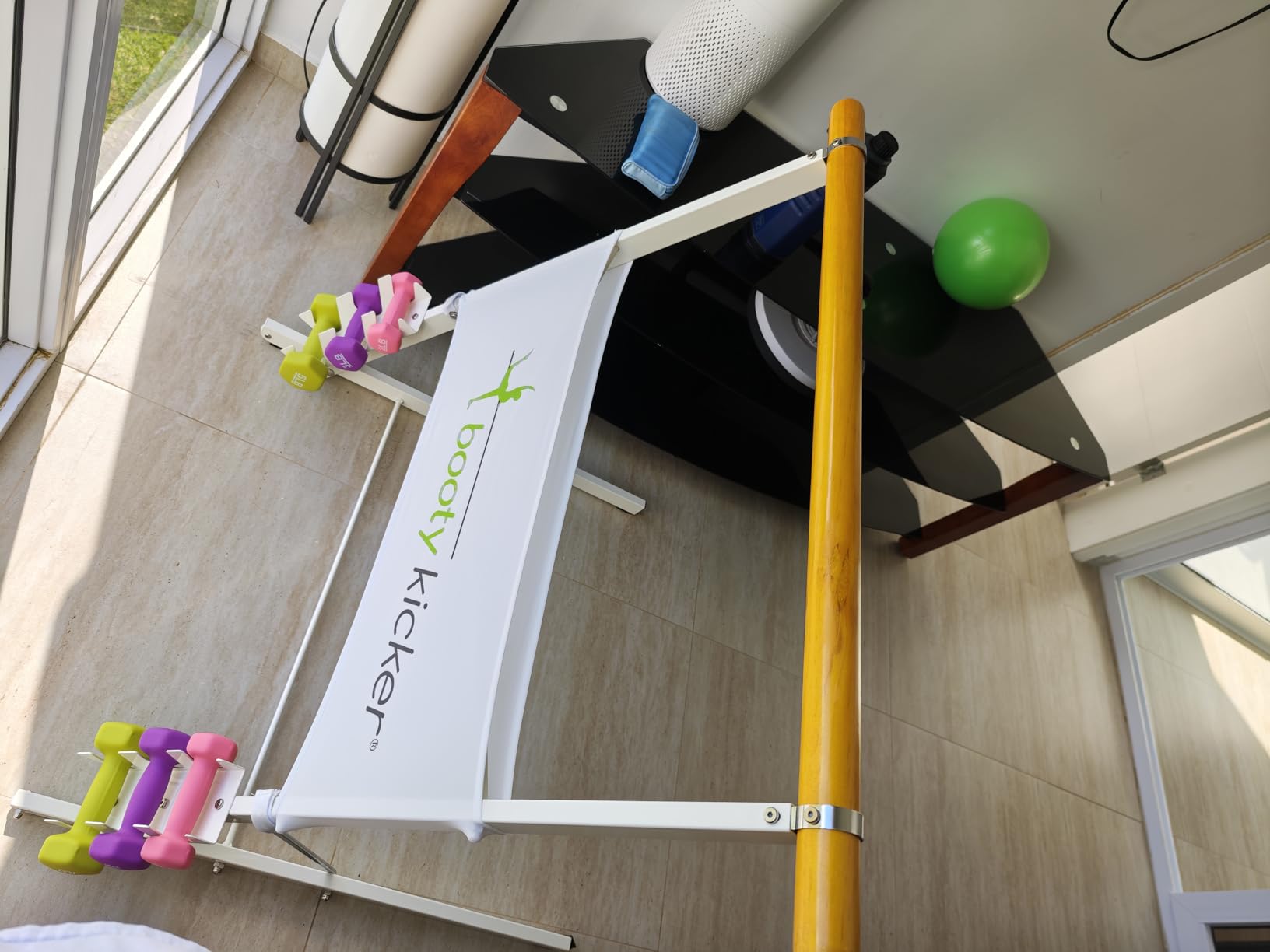 Portable Folding Exercise Bar for Barre, Balance and Ballet Home Workouts | Authentic Booty Kicker, Strong Freestanding Stable Design, Solid Steel and Wood Workout Equipment customer photo 2