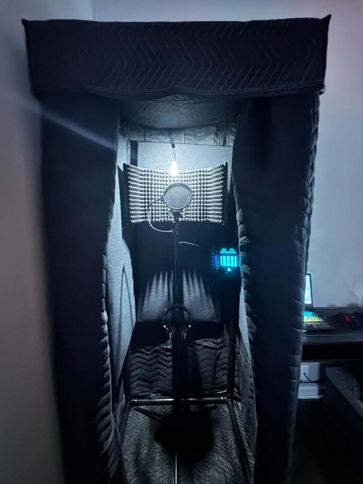 Ultimate Portable Vocal Booth for Home Recording, Reduces Echo & Reverb | Heaviest-duty Sound Absorbing Blankets, LED Light, Mic Adapter, Phone Holder & Carry Bag Included; Fits Singers Up to 6ft 8in customer photo 2