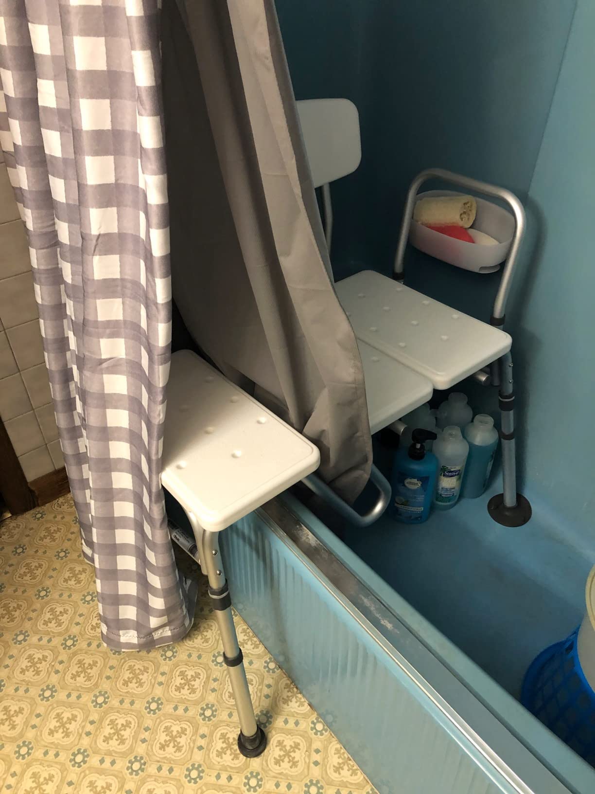 Drive Medical Splash Defense Tub Transfer Bench, Adjustable Height, White | Tub Transfer Bench Featuring U-Shaped Curtain Guard and 400 Lb Weight Capacity for Safety Daily for Everyday Use customer photo 2