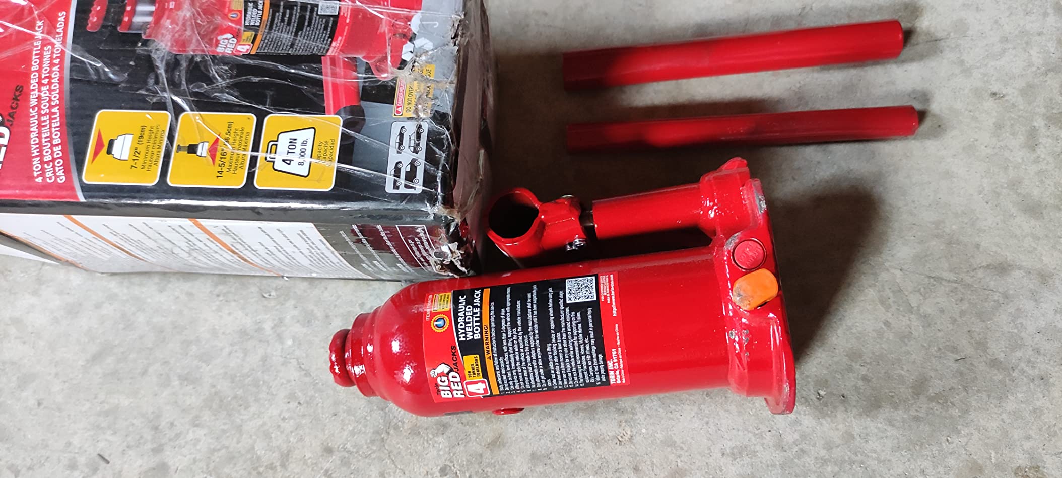 BIG RED 4 Ton (8,000 LBs) Capacity Hydraulic Welded Bottle Jack, TAM90403B customer photo 2