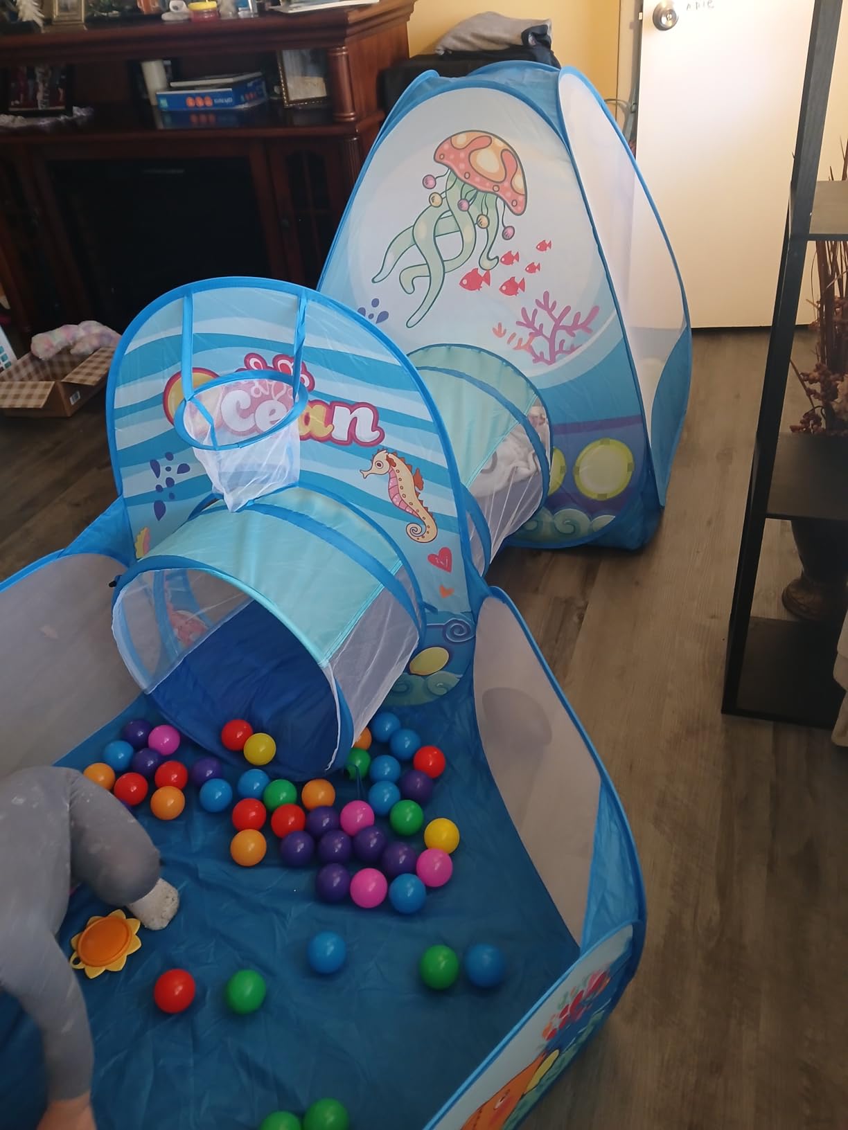 PigPigPen 3 in 1 Kids Play Tent with Tunnel, Ball Pit, Basketball Hoop for Boys & Girls, Toddler Pop Up Playhouse Toy Baby Indoor/Outdoor, Gift Year Old Child (3 Tent) customer photo 2