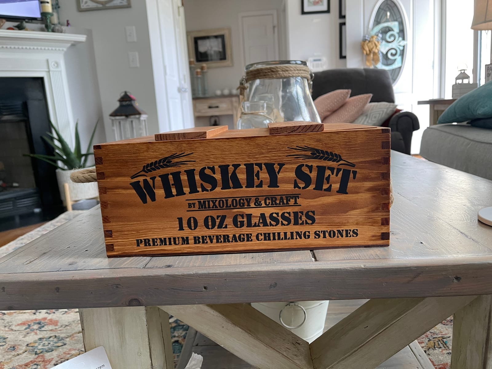 Mixology & Craft Whiskey Gift Set, Whiskey Glass Set with Rustic Wooden Crate, 8 Granite Whiskey Rocks Chilling Stones, 10oz Crystal Glasses | Great Holiday, Secret Santa or White Elephant Gift customer photo 2