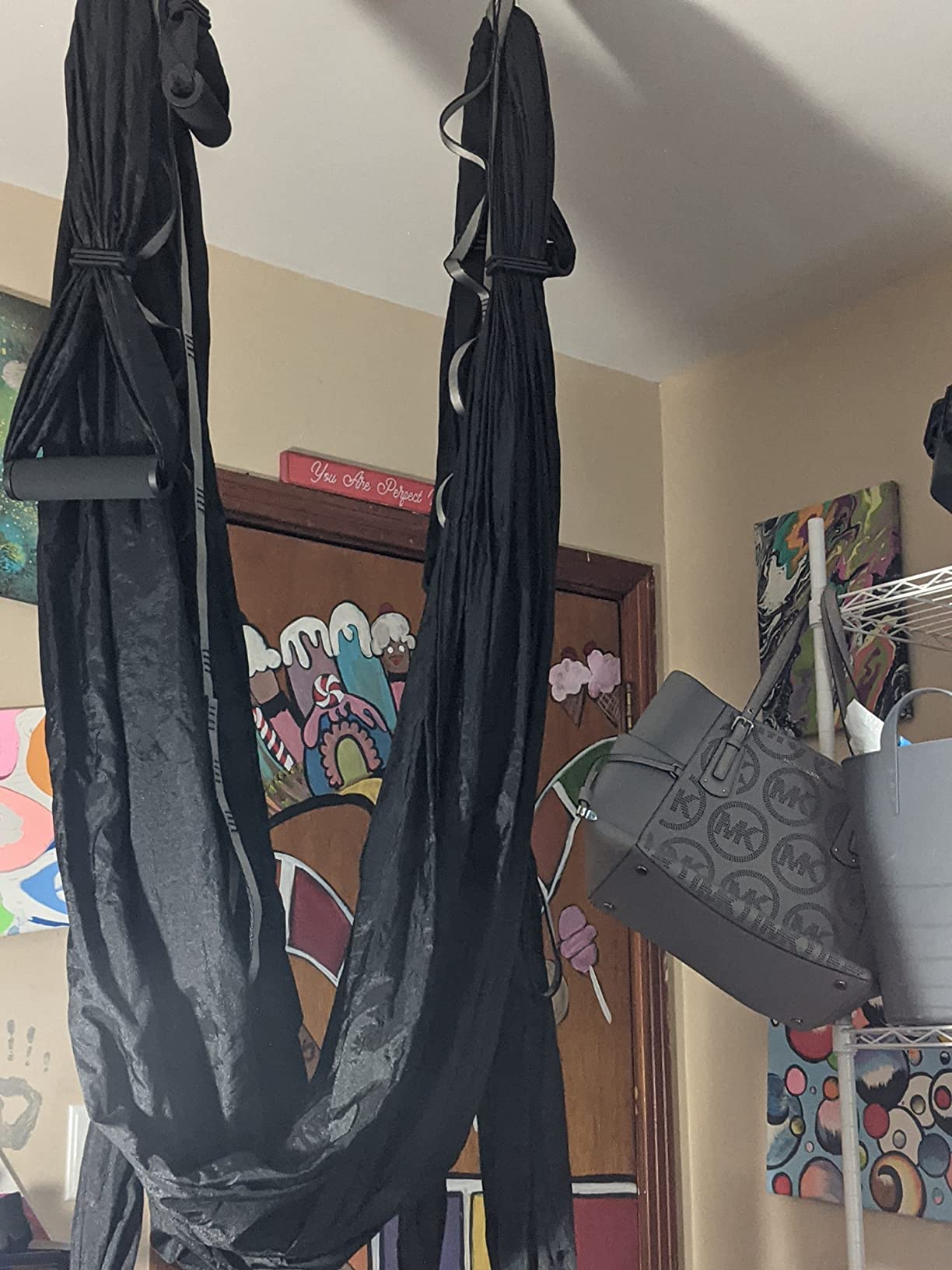 Aerial Yoga Swing Set, Ultra Strong Hammock Trapeze Extension, Antigravity Ceiling Hanging Sling Inversion Exercises customer photo 2