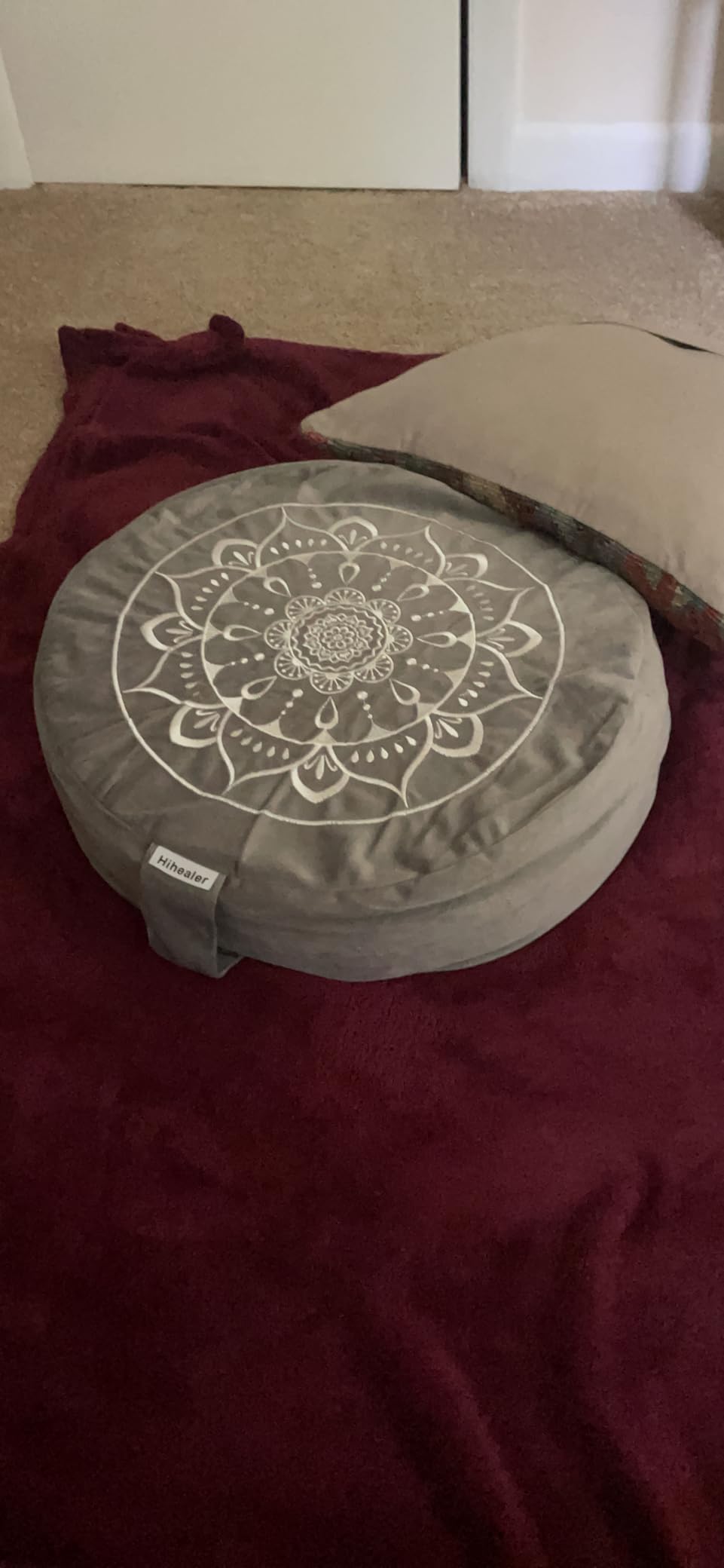 Hihealer Meditation Cushion, Traditional Tibetan Velvet Meditation Pillow | Buckwheat Yoga Bolster, Large Floor Cushion & Pillow for Adults, Zafu Zabuton Set, Zen Meditation Mat customer photo 2