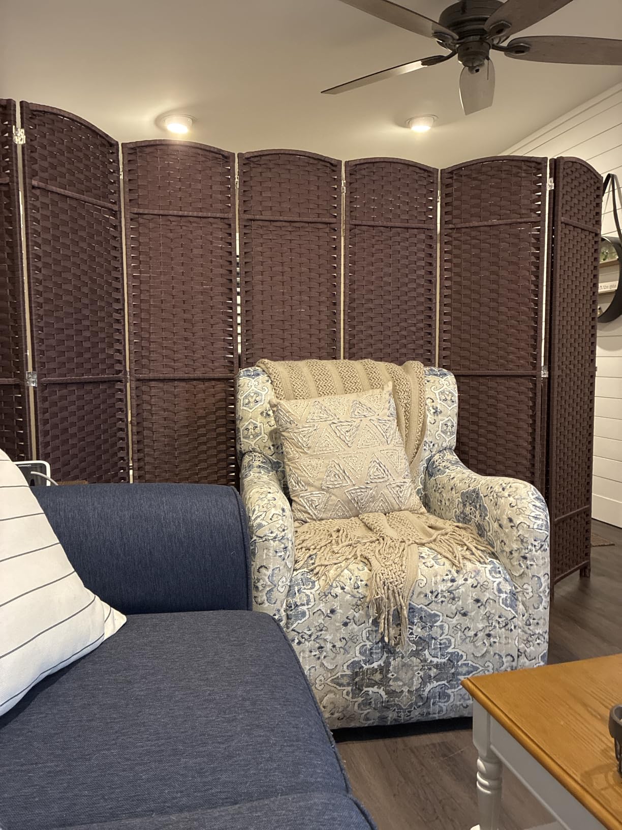 Sorbus Foldable Room Divider, Mesh Privacy Screen (8 Panel, Black) | Folding screens, dividers for rooms, double-hinged panels; freestanding partition for bedrooms, offices and shared areas customer photo 1