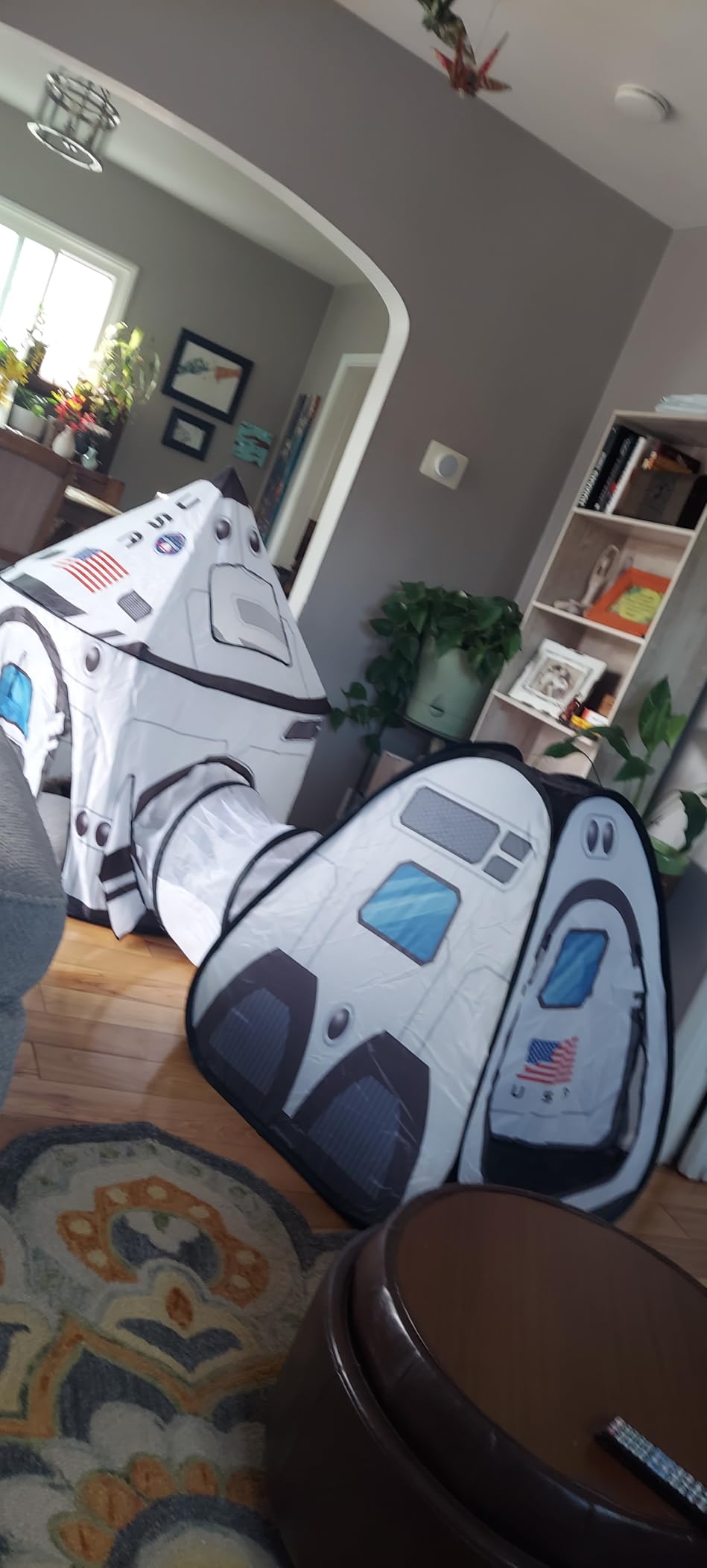 JOYIN White Rocket Ship Pop up Play Tent with Tunnel and Playhouse Kids Indoor Outdoor Spaceship Tent Set customer photo 1