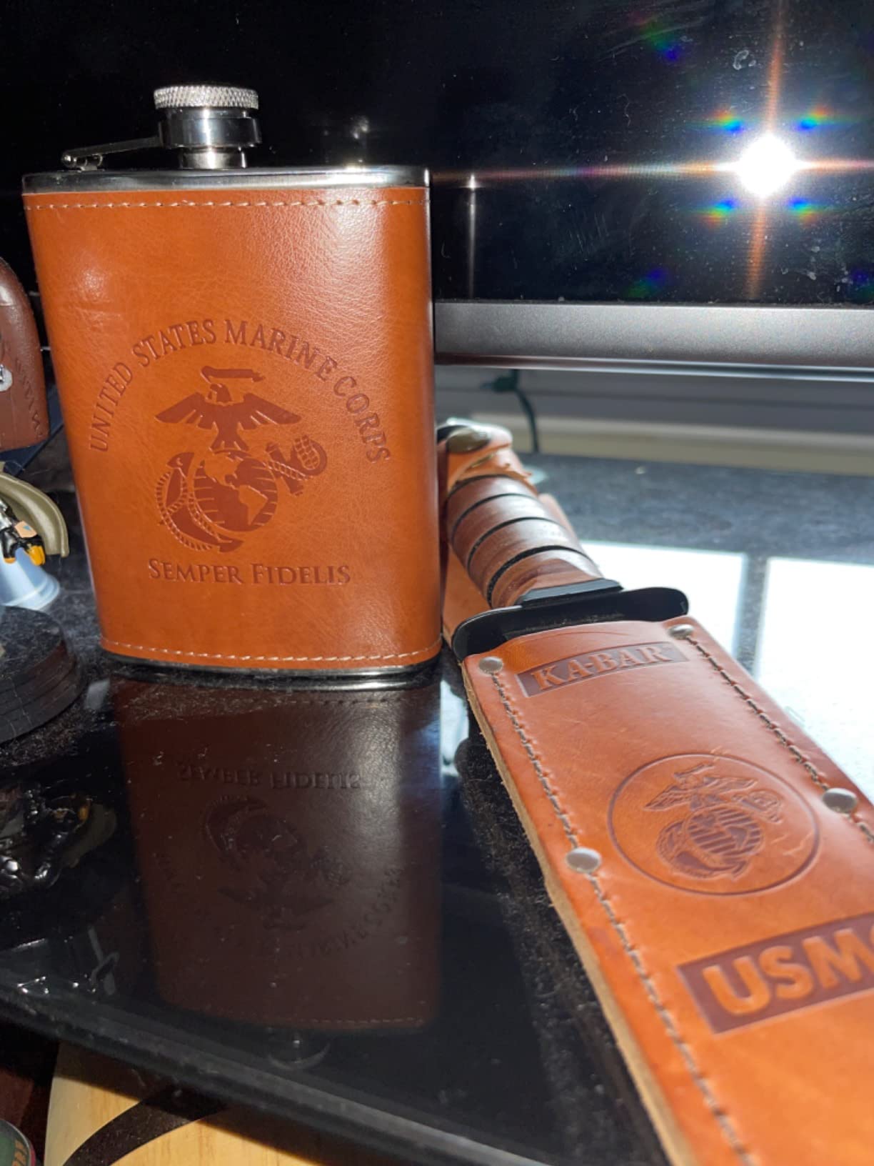 American Flag 8 oz Flask | Stainless Steel Hip Flask for Liquor - Flag Flask Matte Black customer photo 1