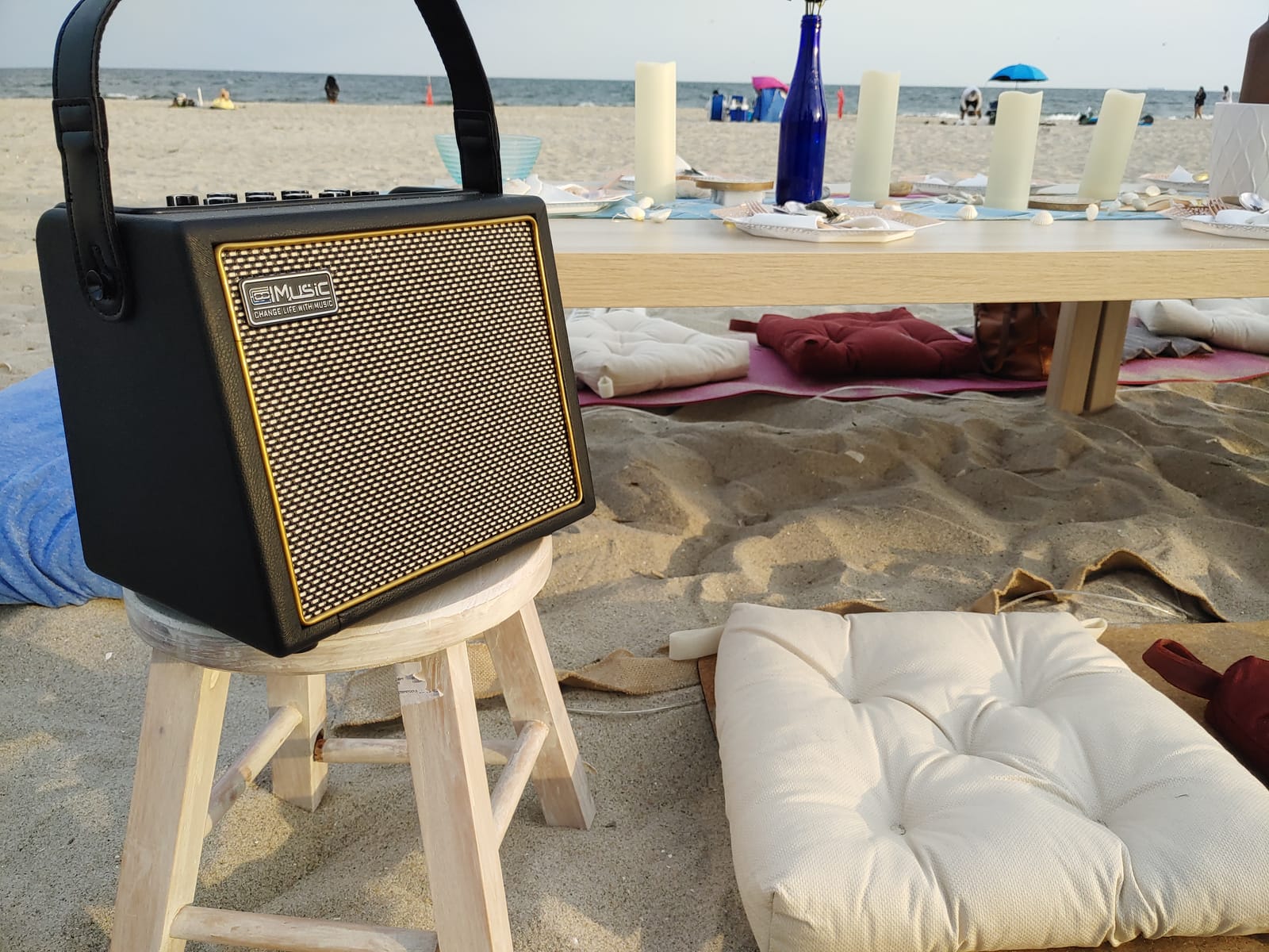 Acoustic Guitar Amplifier, 30 Watt Bluetooth Speaker Rechargeable Portable Acoustic Guitar Amp with Reverb Chorus Effect, 3 Inputs, Black customer photo 1