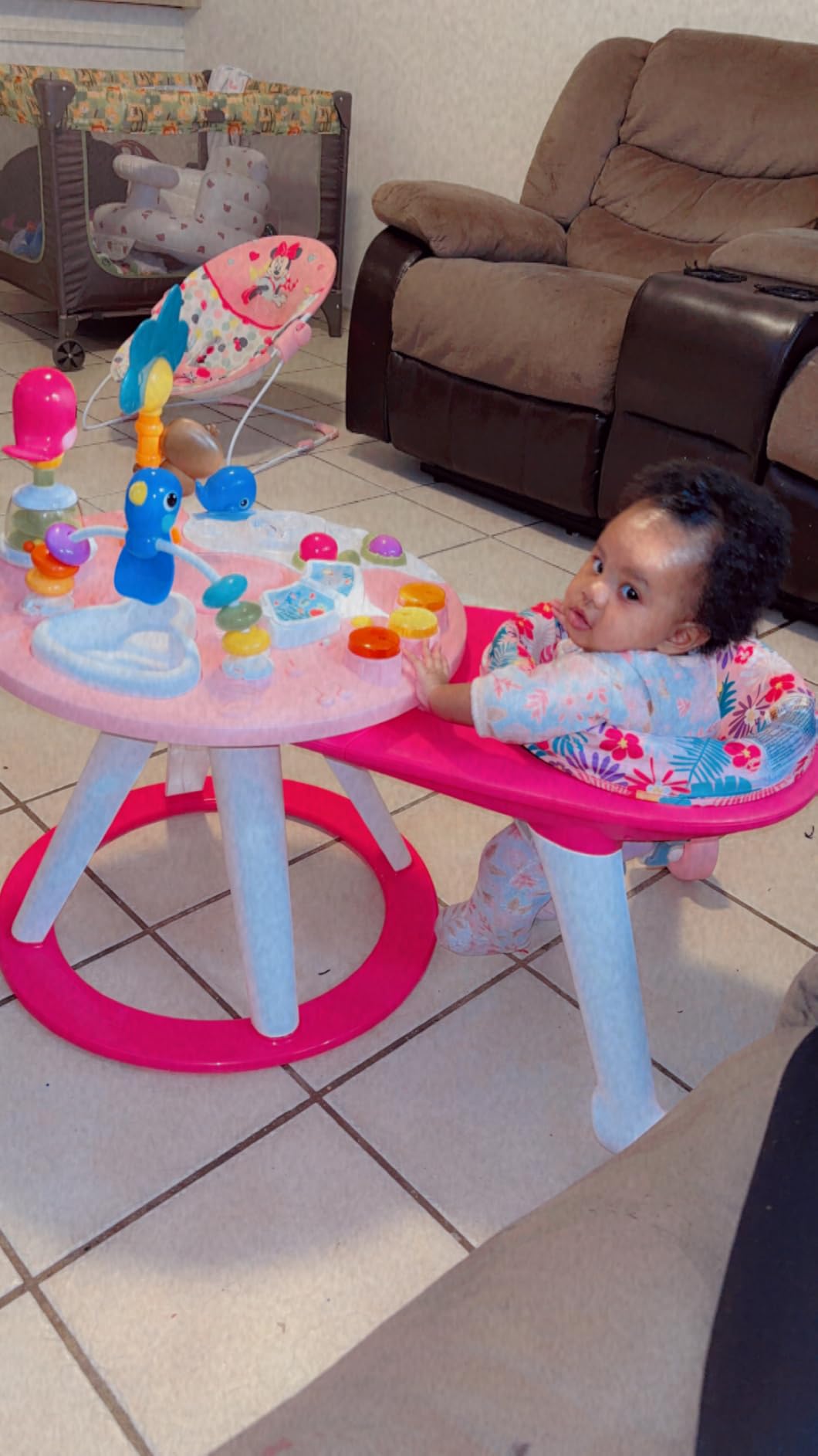 Bright Starts Around We Go 2-in-1 Baby Walker, Discovery Activity Center and Table, Tropic Coral, Ages 6 Months+ customer photo 2