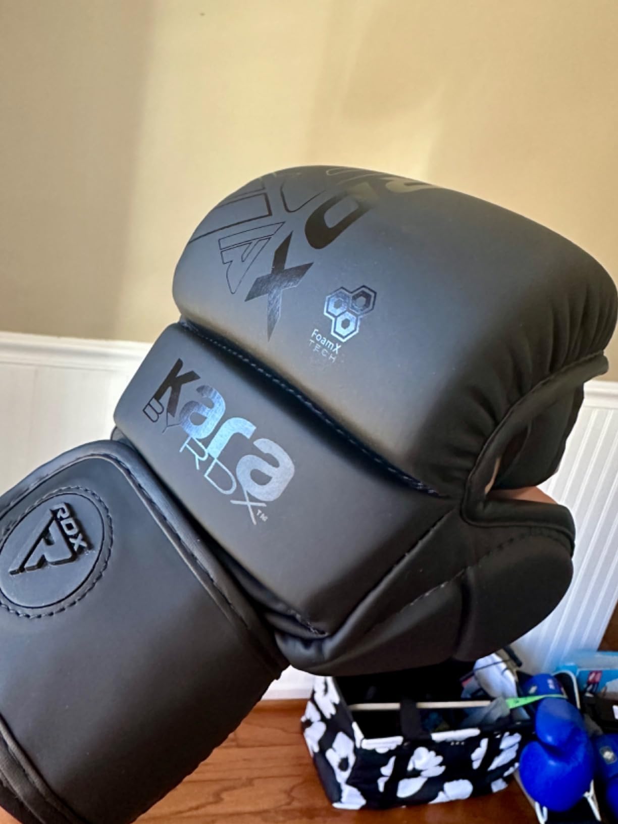 RDX MMA Gloves Sparring Grappling, Hybrid Open Palm Martial Arts Mitts Men Women, Maya Hide Leather Wrist Support, Cage Fighting Combat Sports Boxing Glove Training, Muay Thai, Punching Bag Kickboxing customer photo 1