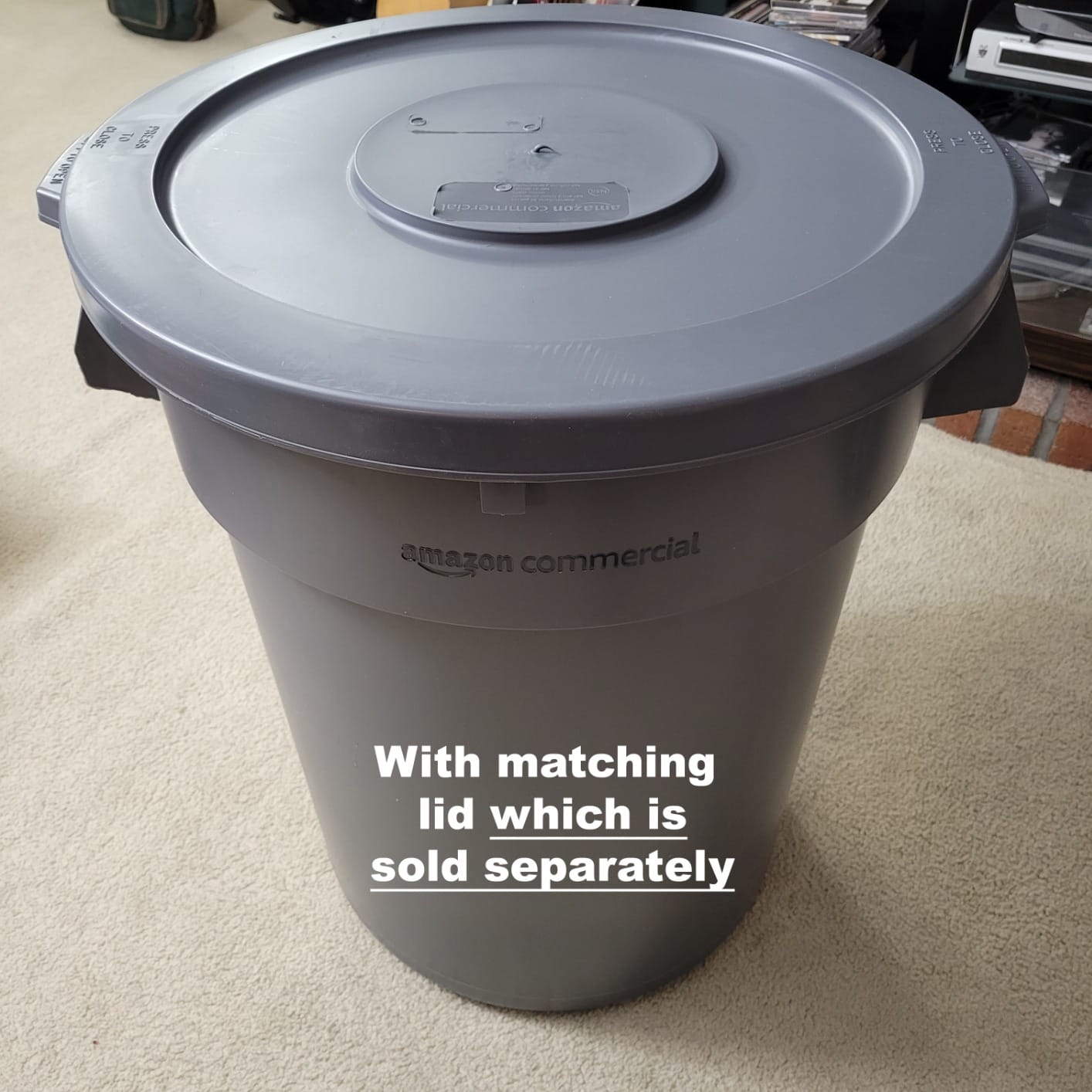 Amazon Basics Heavy Duty Sturdy Round Trash Can, 32 Gallon, Grey, Pack of 2 customer photo 1